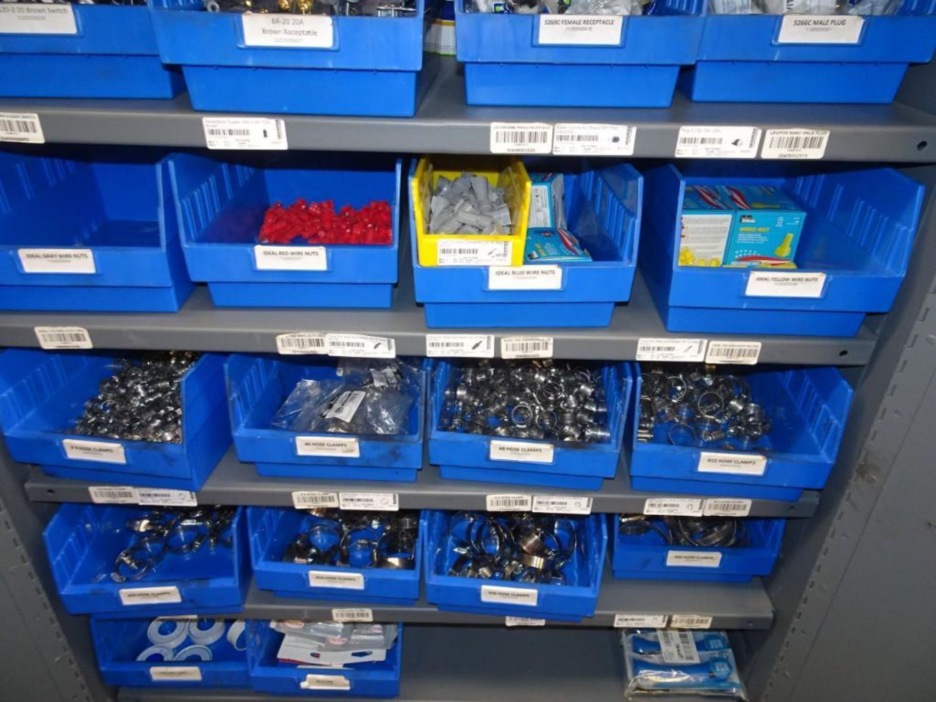 (1) Cabinet of Assorted Hose Clamps, Wire Nuts, Receptacles, and Teflon Tape - Image 2 of 8