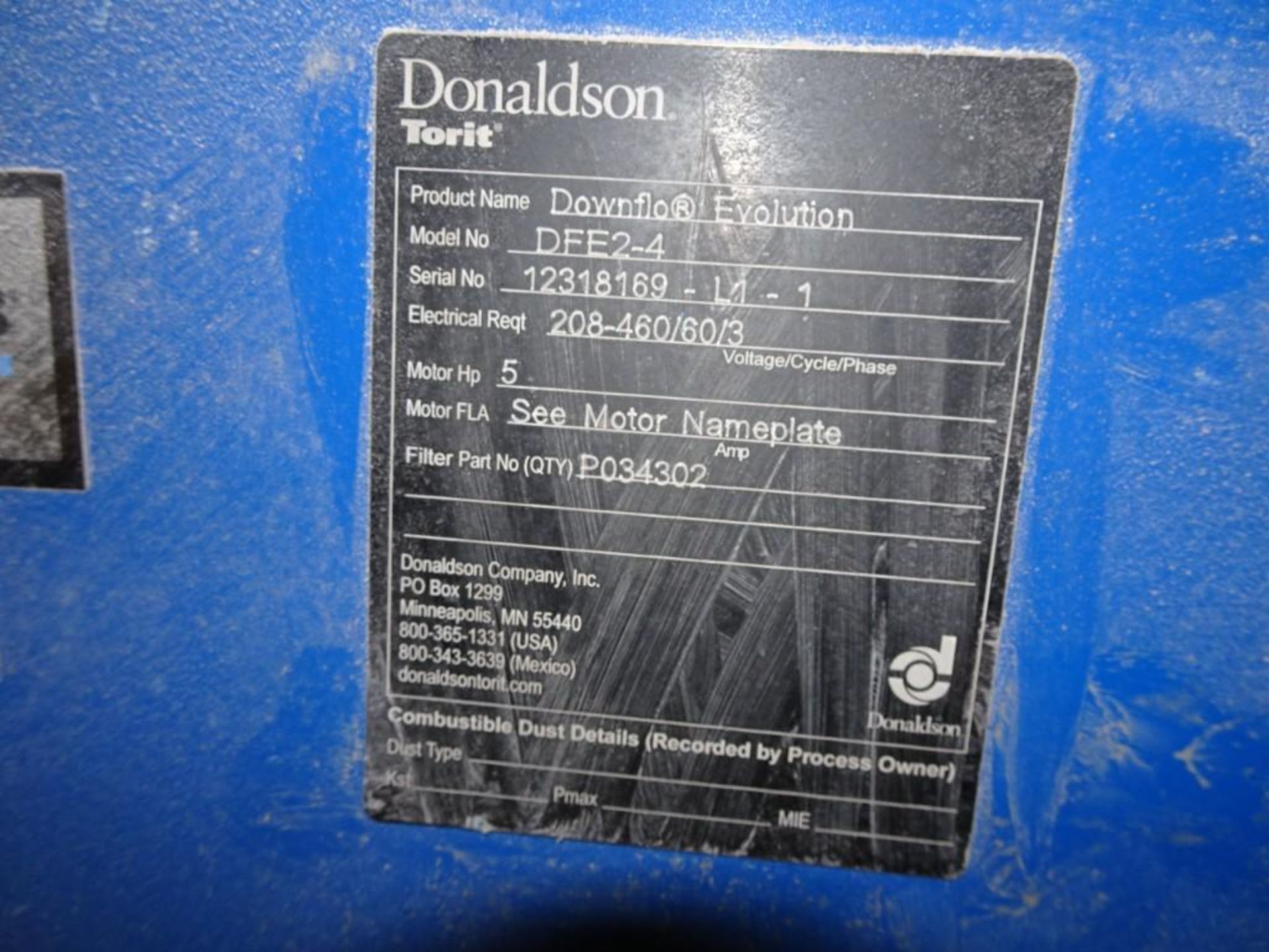 Donaldson DFE2-4 5 HP Dust Collector, s/n 12318169-L1-1 - Image 3 of 3