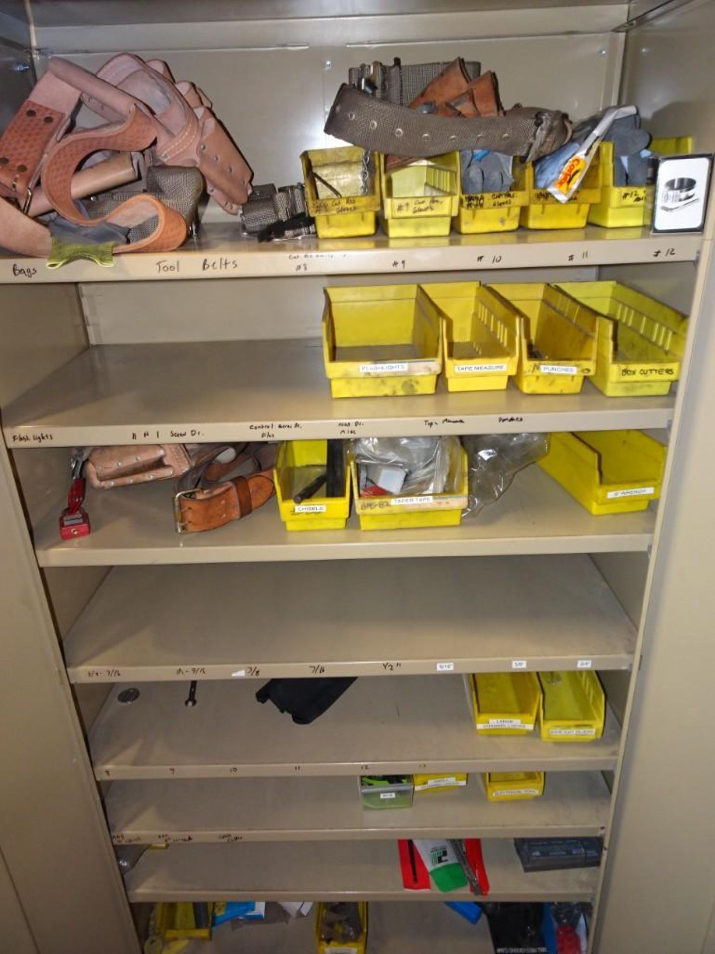 (6) 2 Door Storage Cabinets w/ Spare Parts Consisting of: Belts, Fans, Fuses, Wire, and Valves - Image 3 of 8