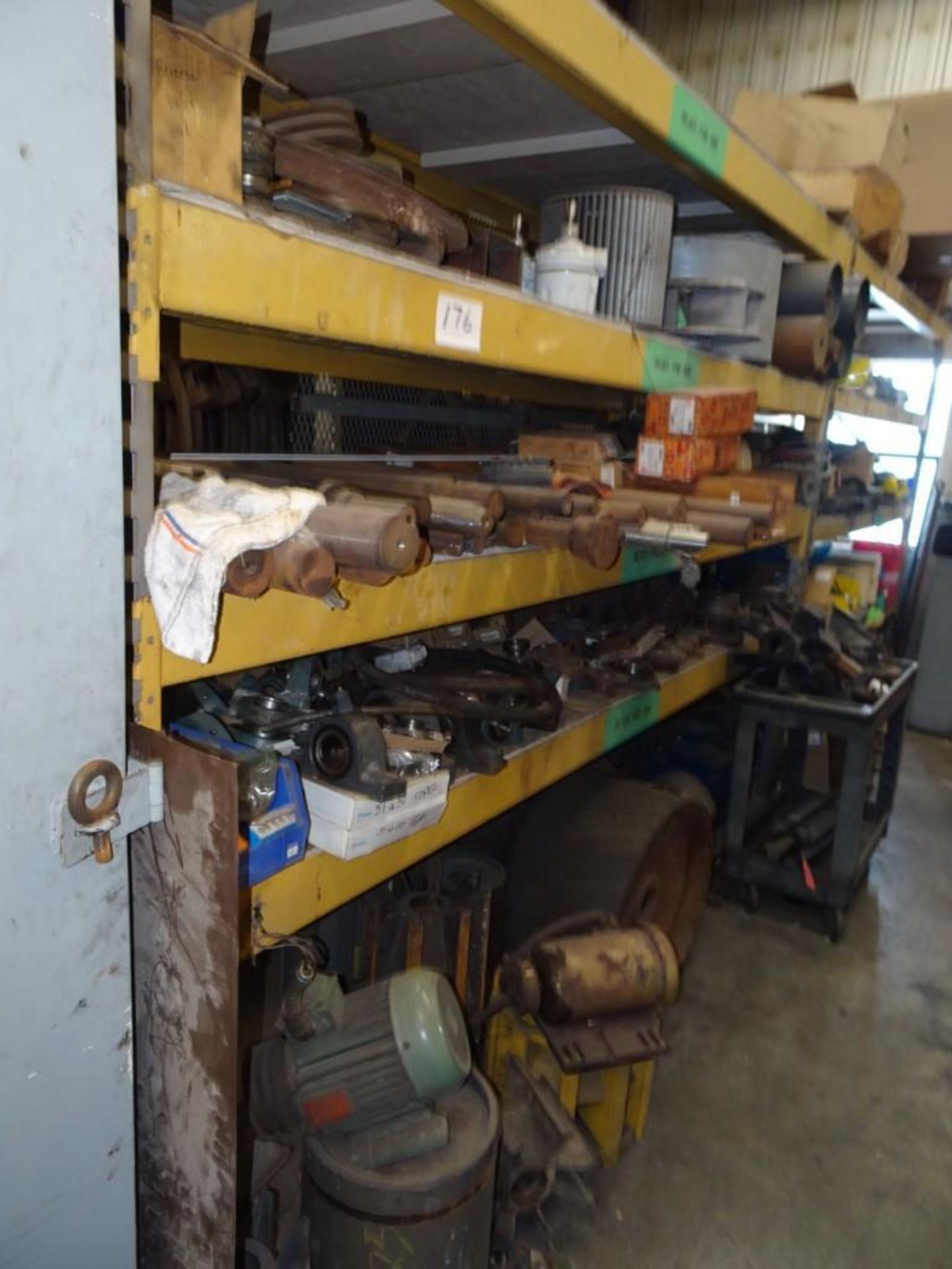 Lot of Assorted Machine Parts Consisting of: Round Stock, Clamps, Tie Downs, Gear Drives, Conveyor P