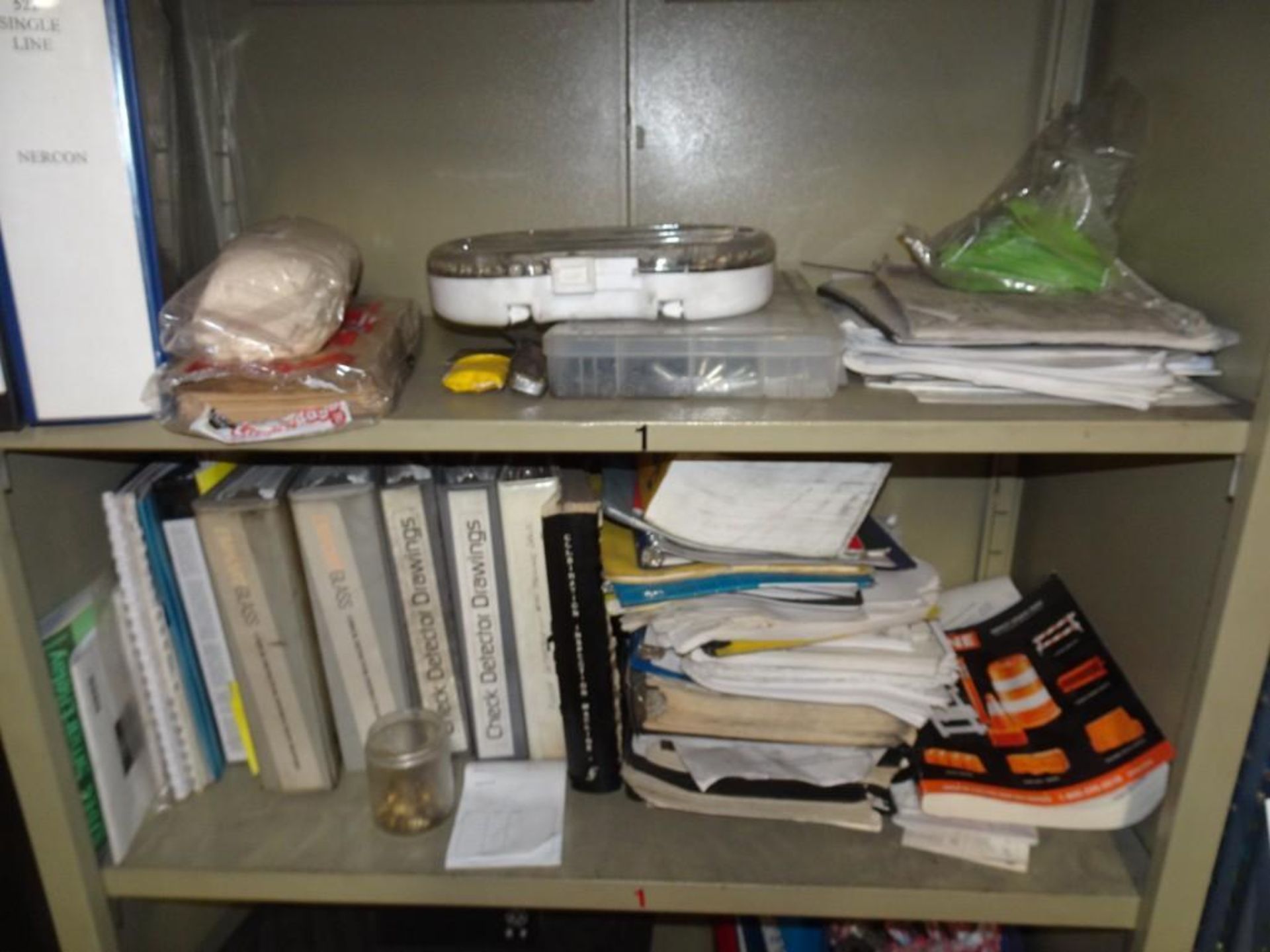 (2) Steel Shelving Units w/ Contents Consisting of: Ear Plugs, Hand Cleaner, Drummel Kit, and more - Image 3 of 4