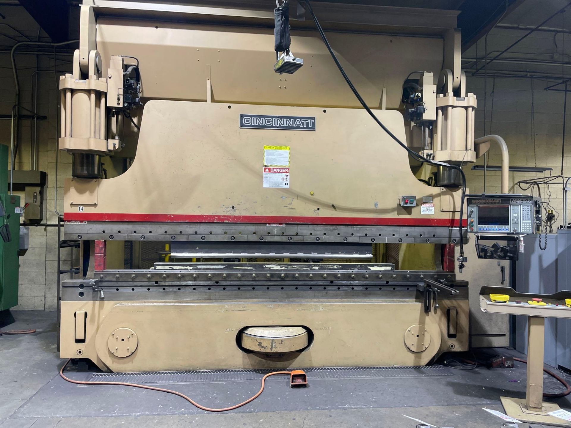 350 Ton x 14’ Cincinnati 350AFx12’ CNC Press Brake, 6 Axis, Adaptive Autoform control, pit req., s/n