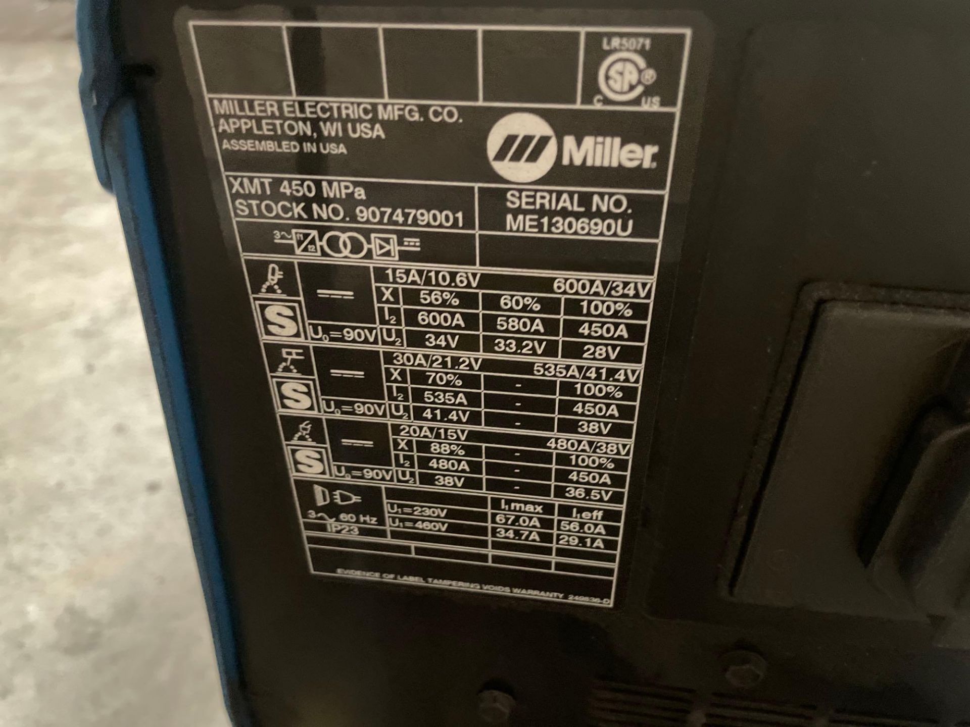 Miller XMT 450 Welder with boom feeder cell - Image 6 of 7