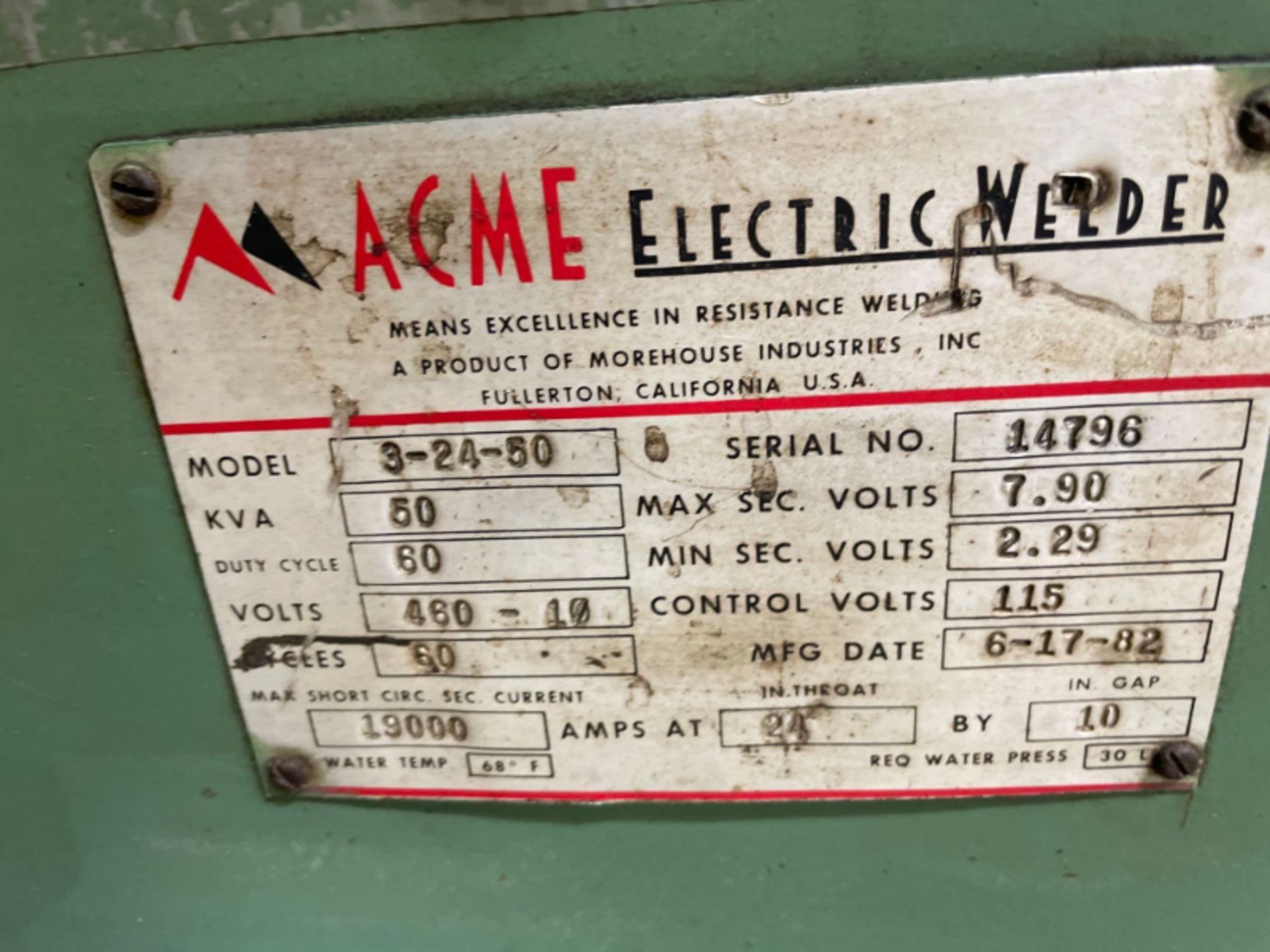 Acme 50 kVA spot welder model number 3–2 4–50 - Image 5 of 5