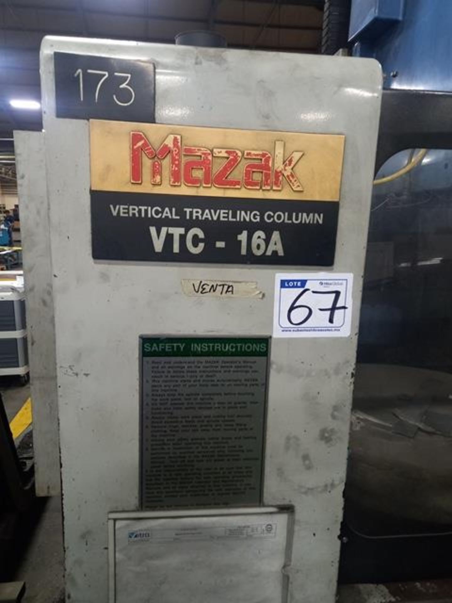 MAZAK VTC-16A VERTICAL MACHINING CENTER, S/N 120084, NEW 1996 - Image 6 of 6