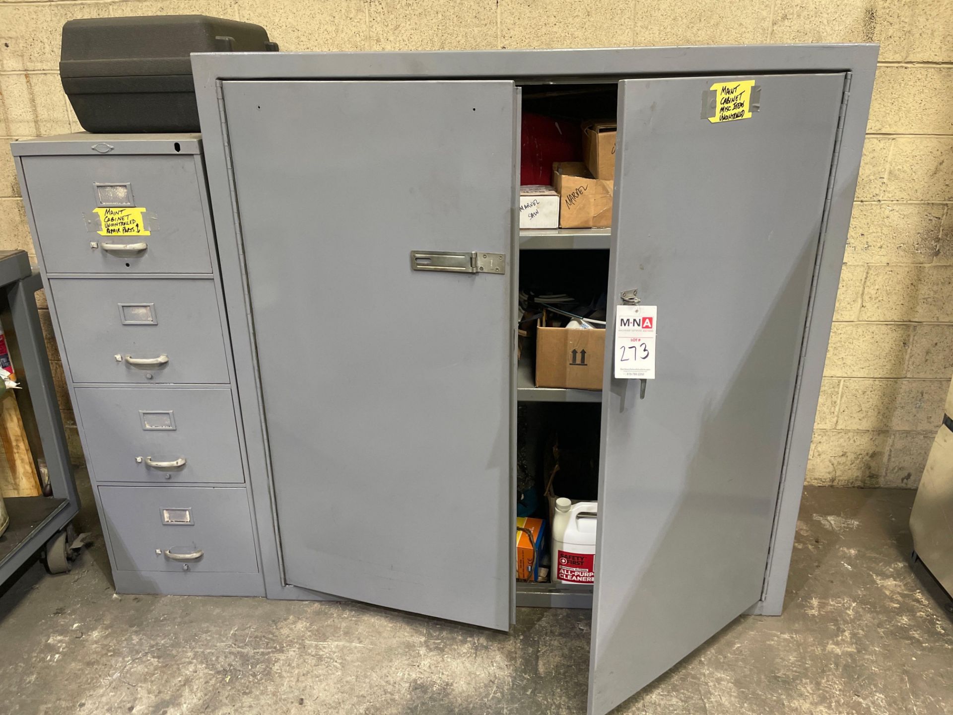 2 Door Cabinet with Misc. Shop Supplies