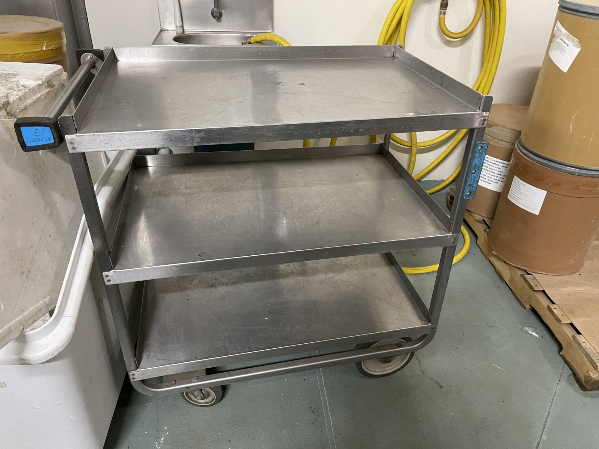 Stainless Steel three shelf Rolling cart. - Image 2 of 2