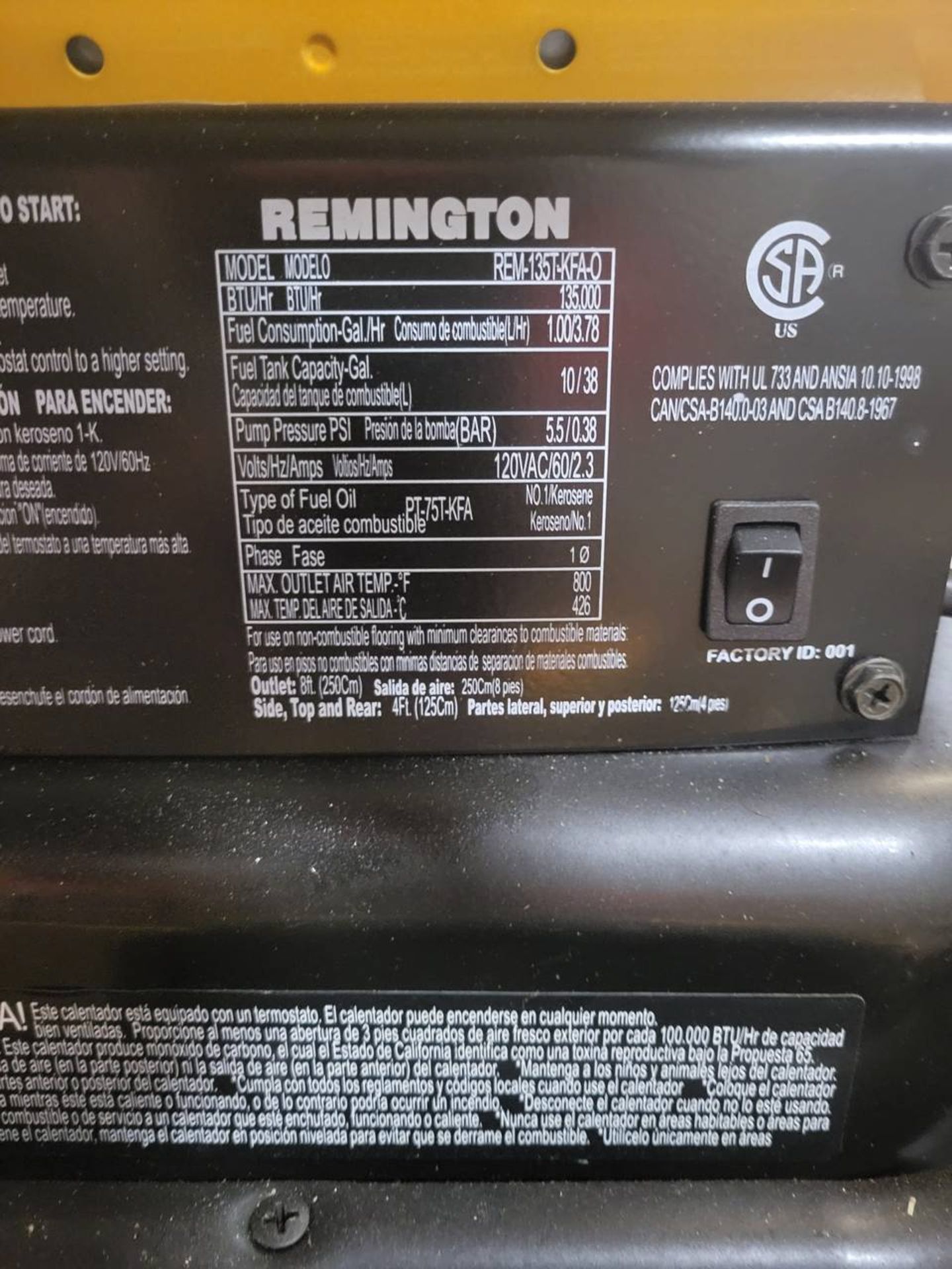 Remington 135 Kerosene construction heater - Image 4 of 5