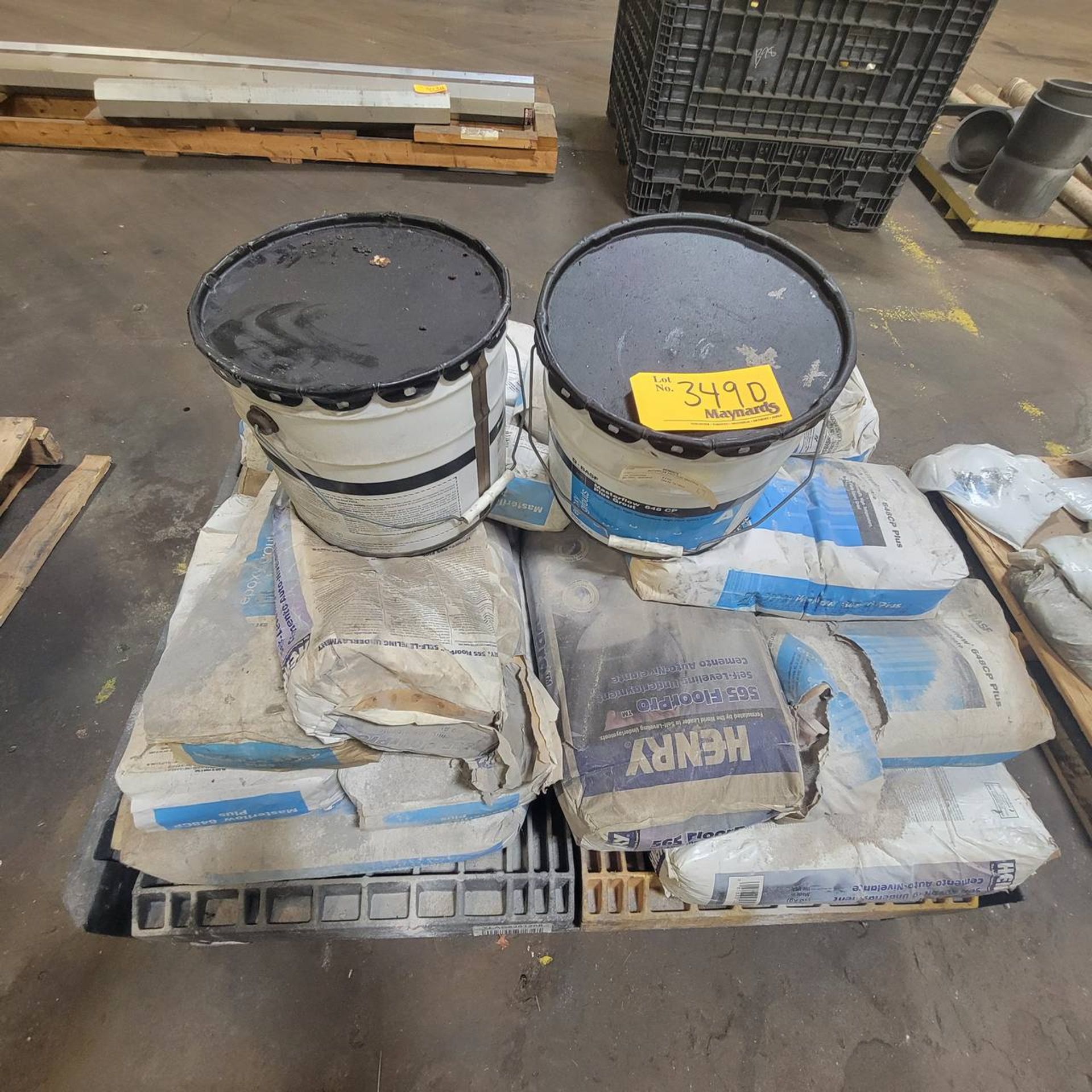 Pallet of self-leveling concrete mix
