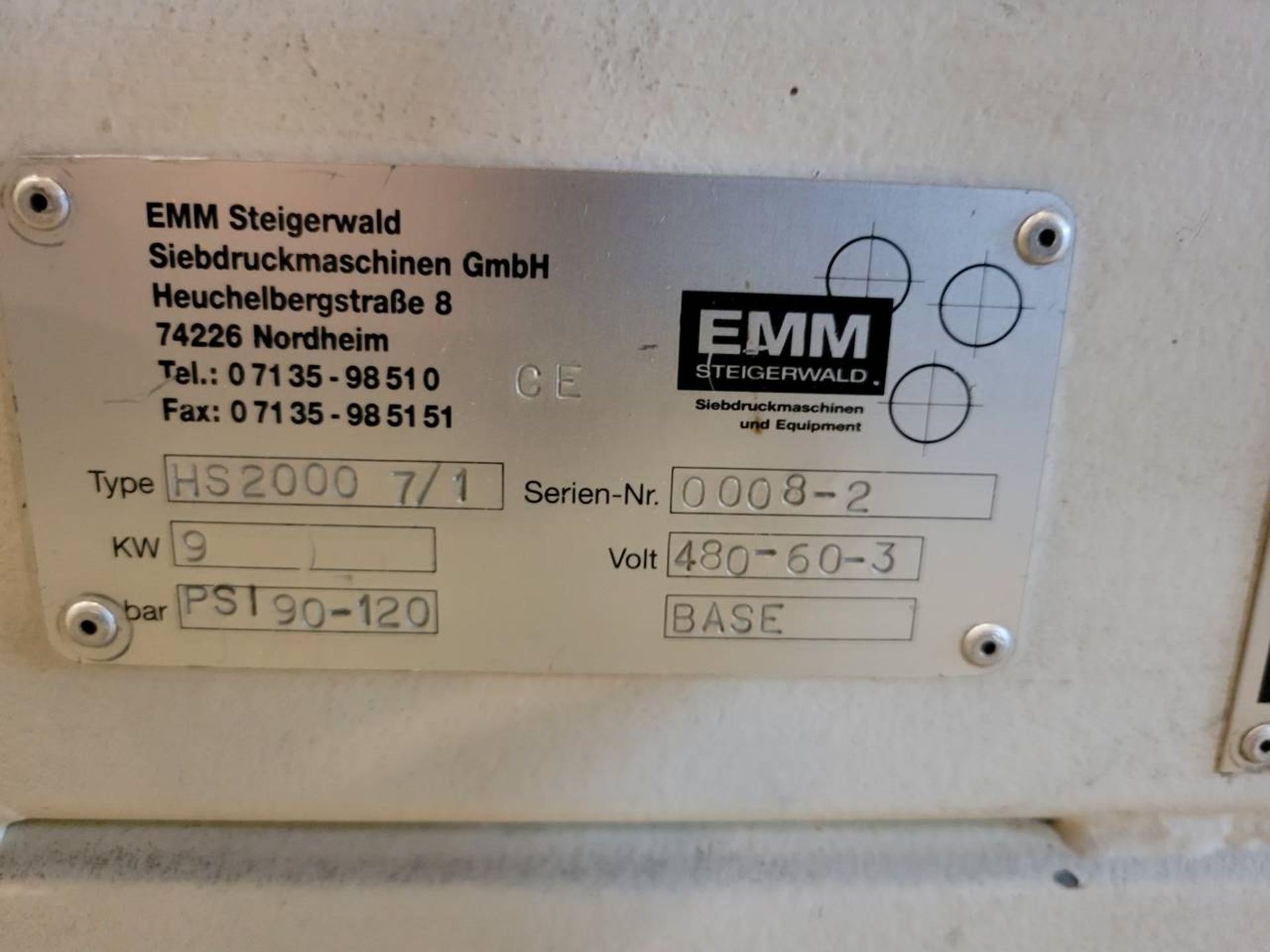 EMM HS2000 Large format screen printer, - Image 5 of 8