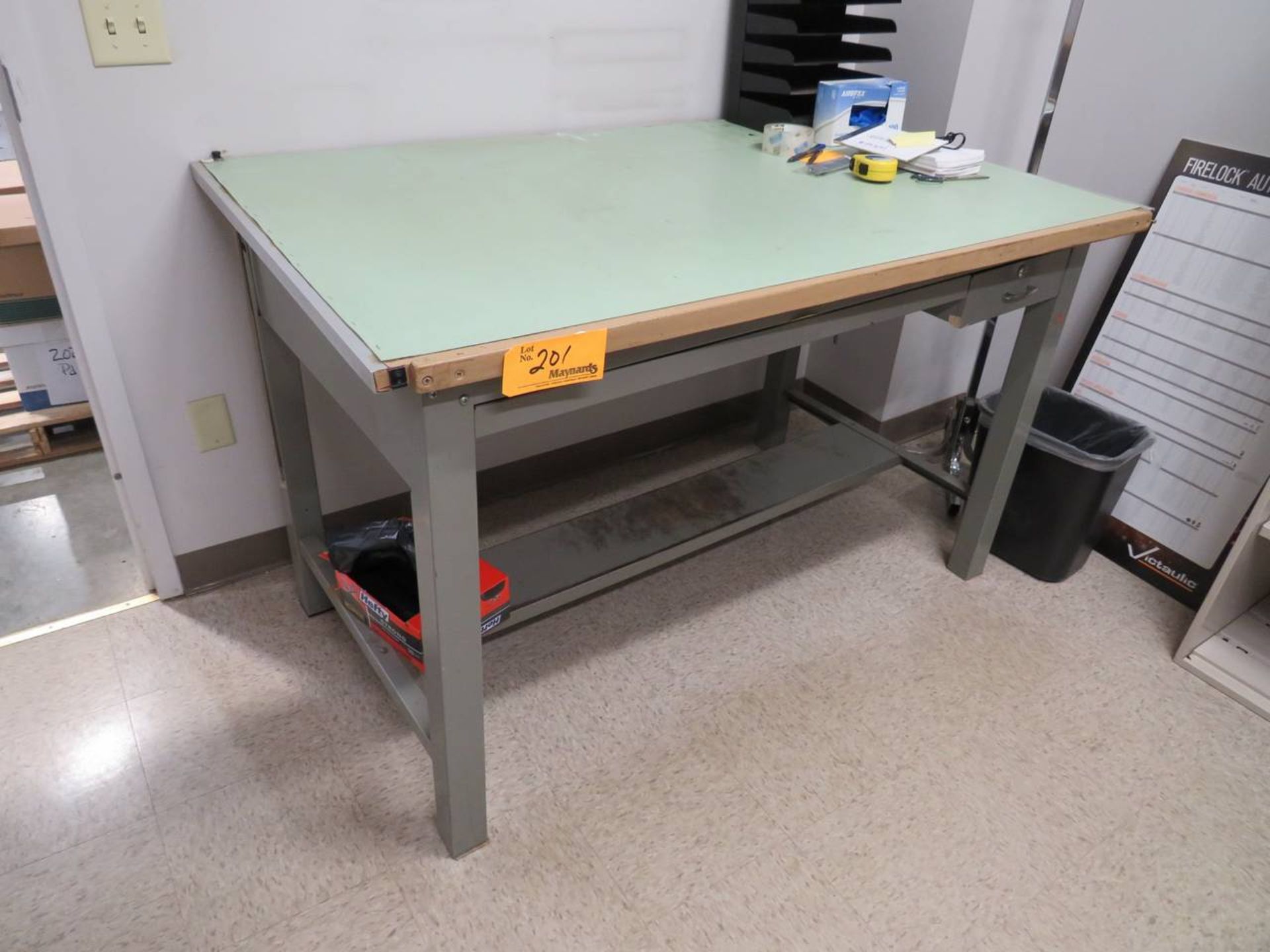 Lot of (3) Steel Cabinets & Drafting Table - Image 3 of 4