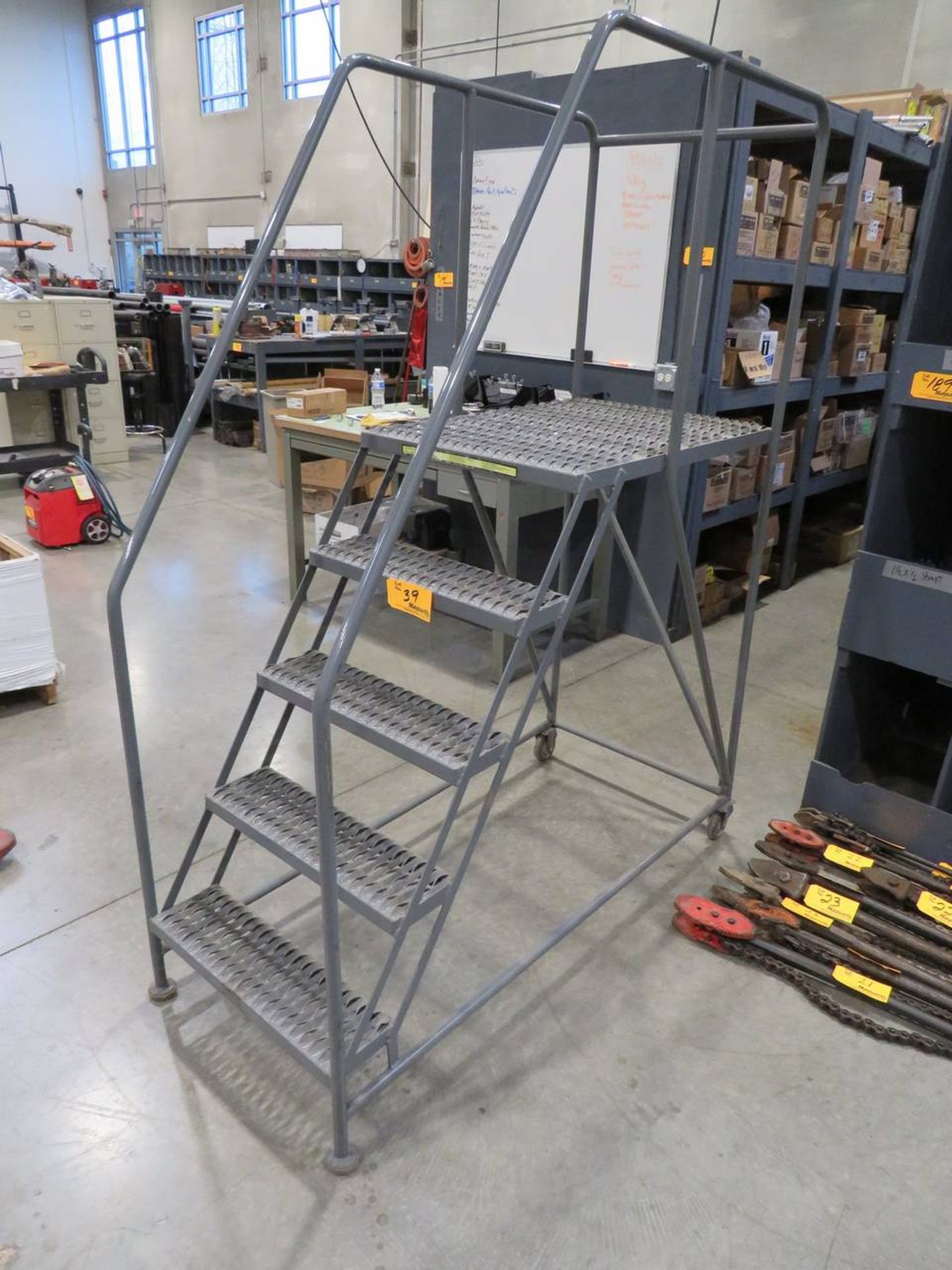 Tri-Arc Rolling Staircase - 4' H - Platform Approx. 3' W x 3' D - Image 2 of 4