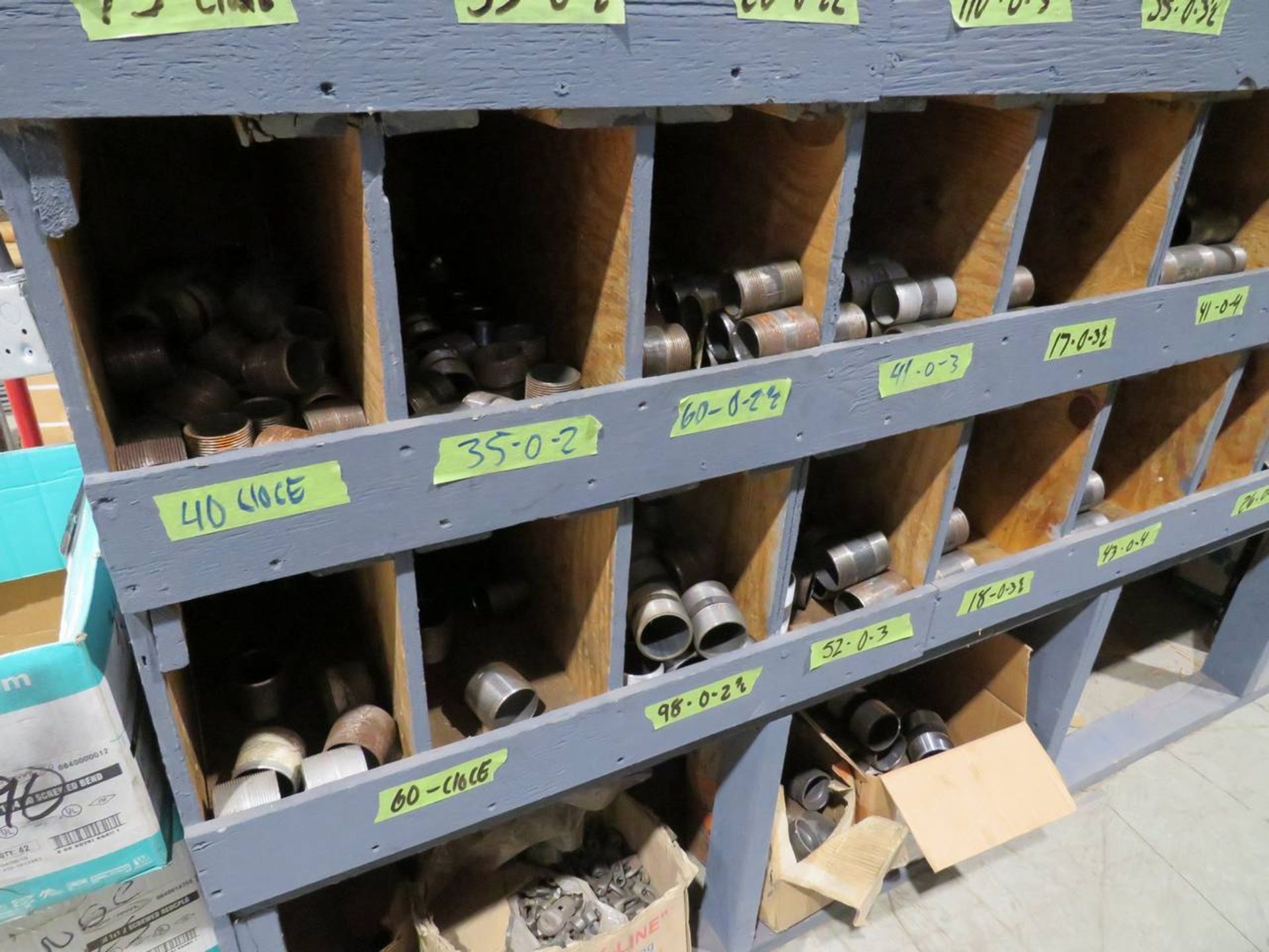 Lot of Pipe Nipples Inventory with Wooden Storage Unit - Image 8 of 13