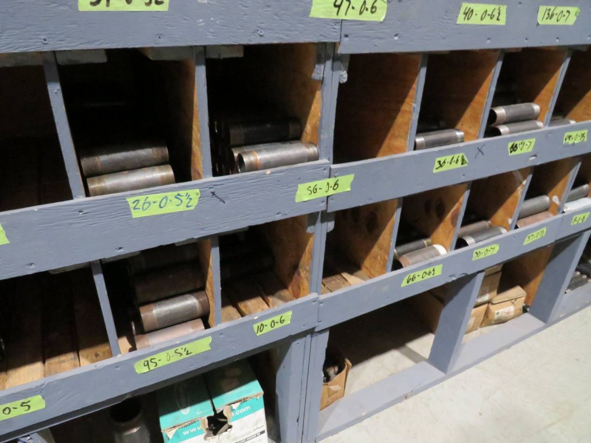 Lot of Pipe Nipples Inventory with Wooden Storage Unit - Image 10 of 13