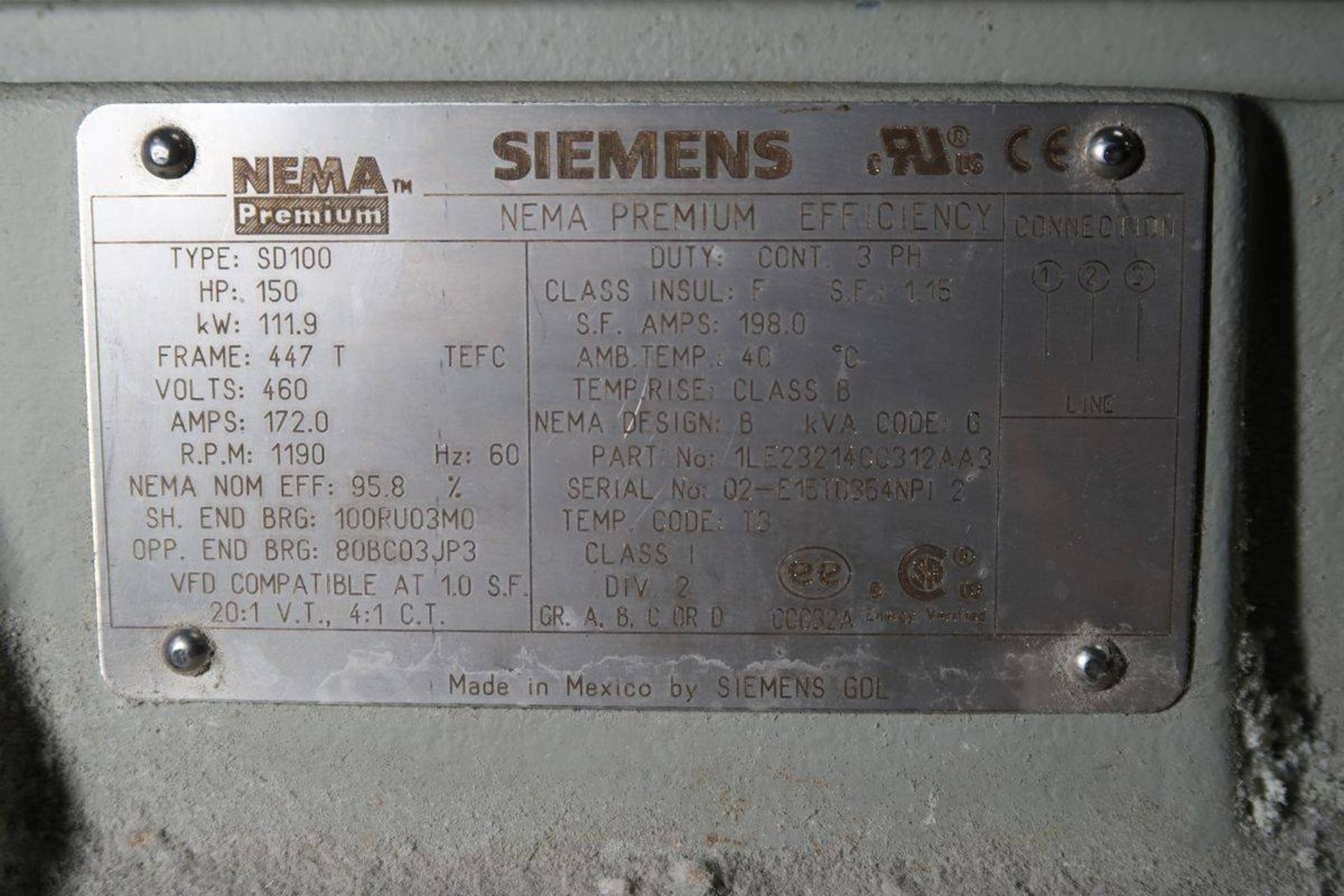 Siemens 150 HP Motor - Image 2 of 2