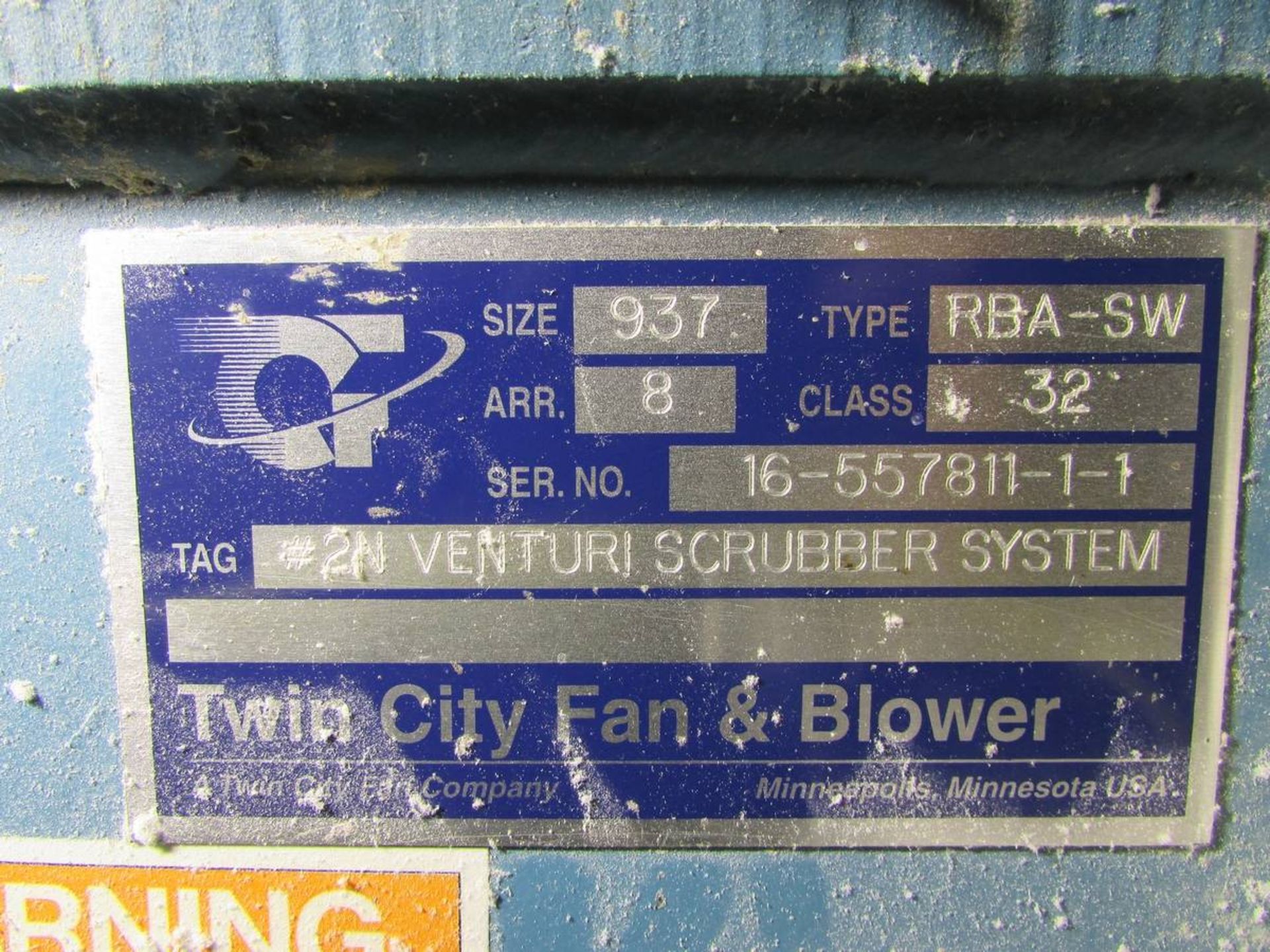 Twin City Fan & Blower RBA-SW No. 2 Venturi Scrubber System Blower - Image 5 of 6