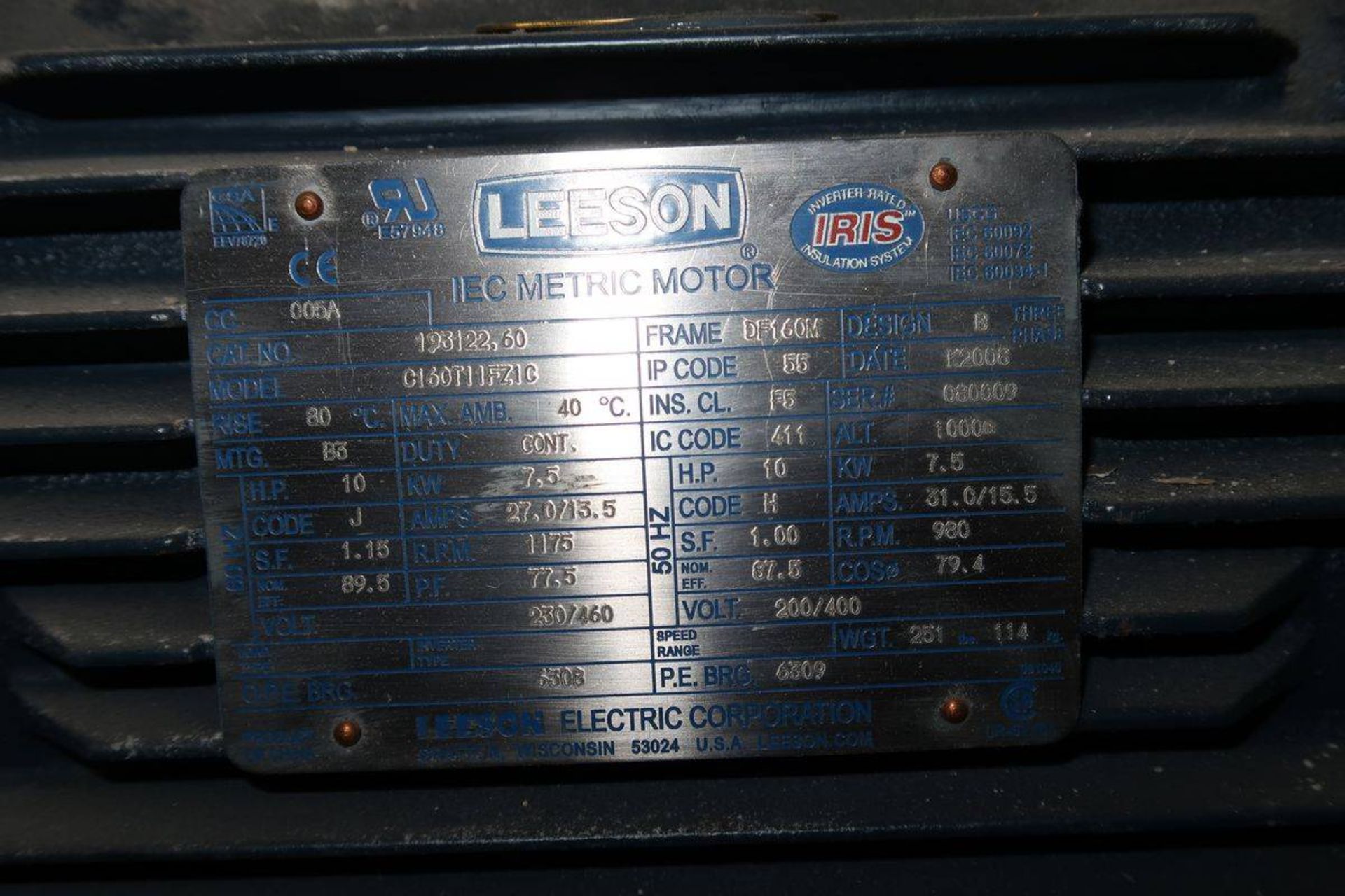 Leeson 10 HP Motor - Image 2 of 2