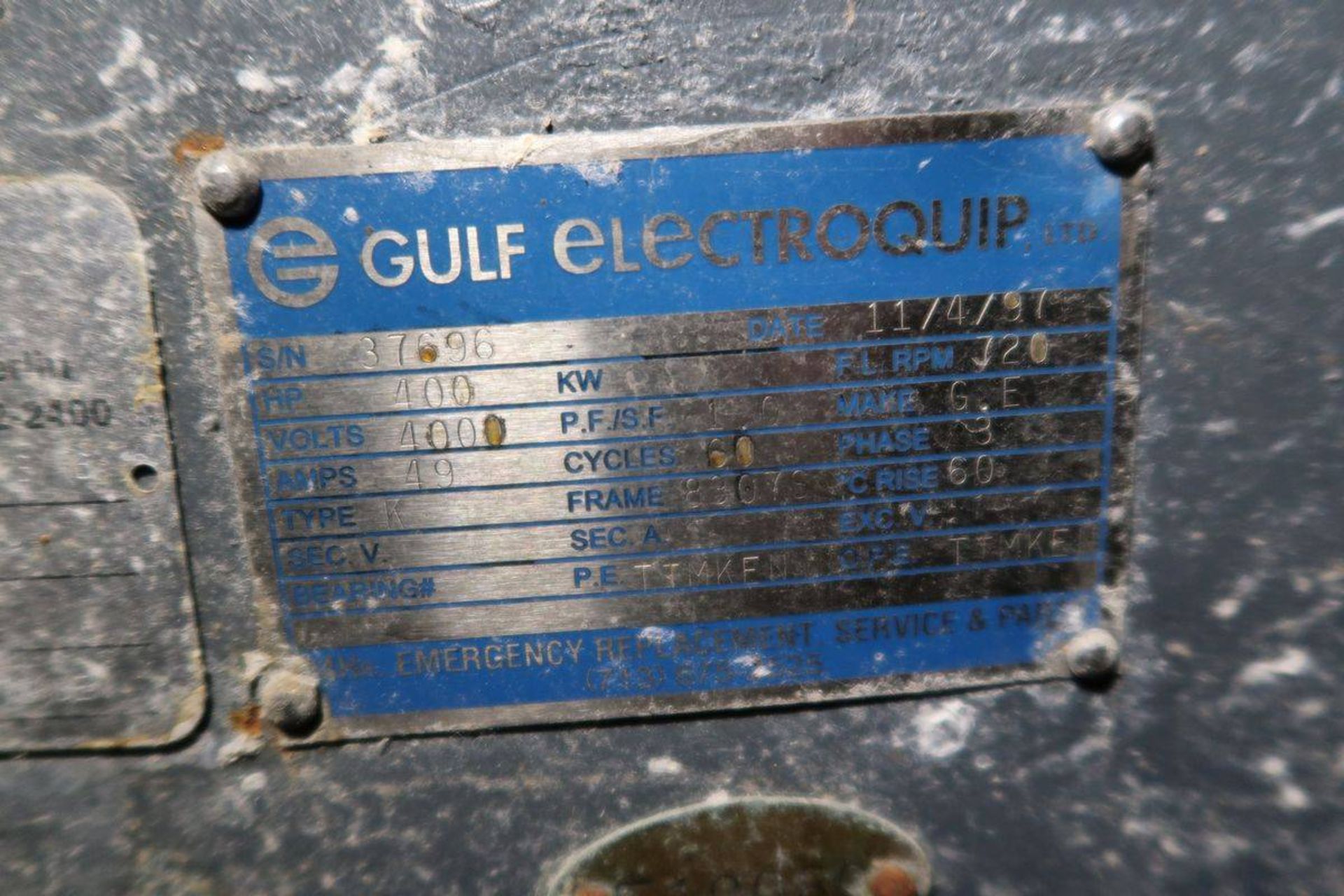 Gulf Electric 400 HP Induction Motor - Image 3 of 3