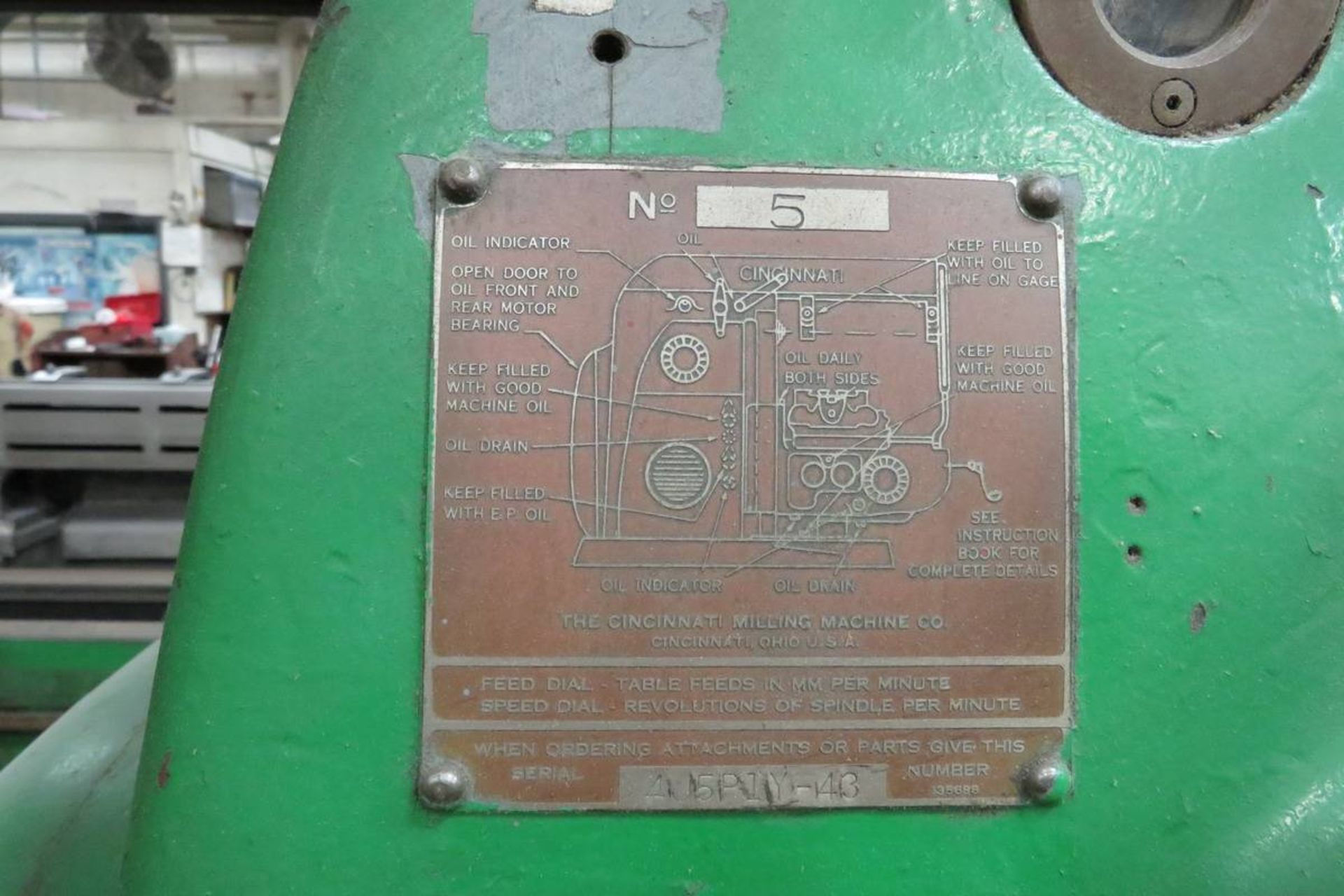 Cincinnati No. 5 Milling Machine - Image 8 of 8