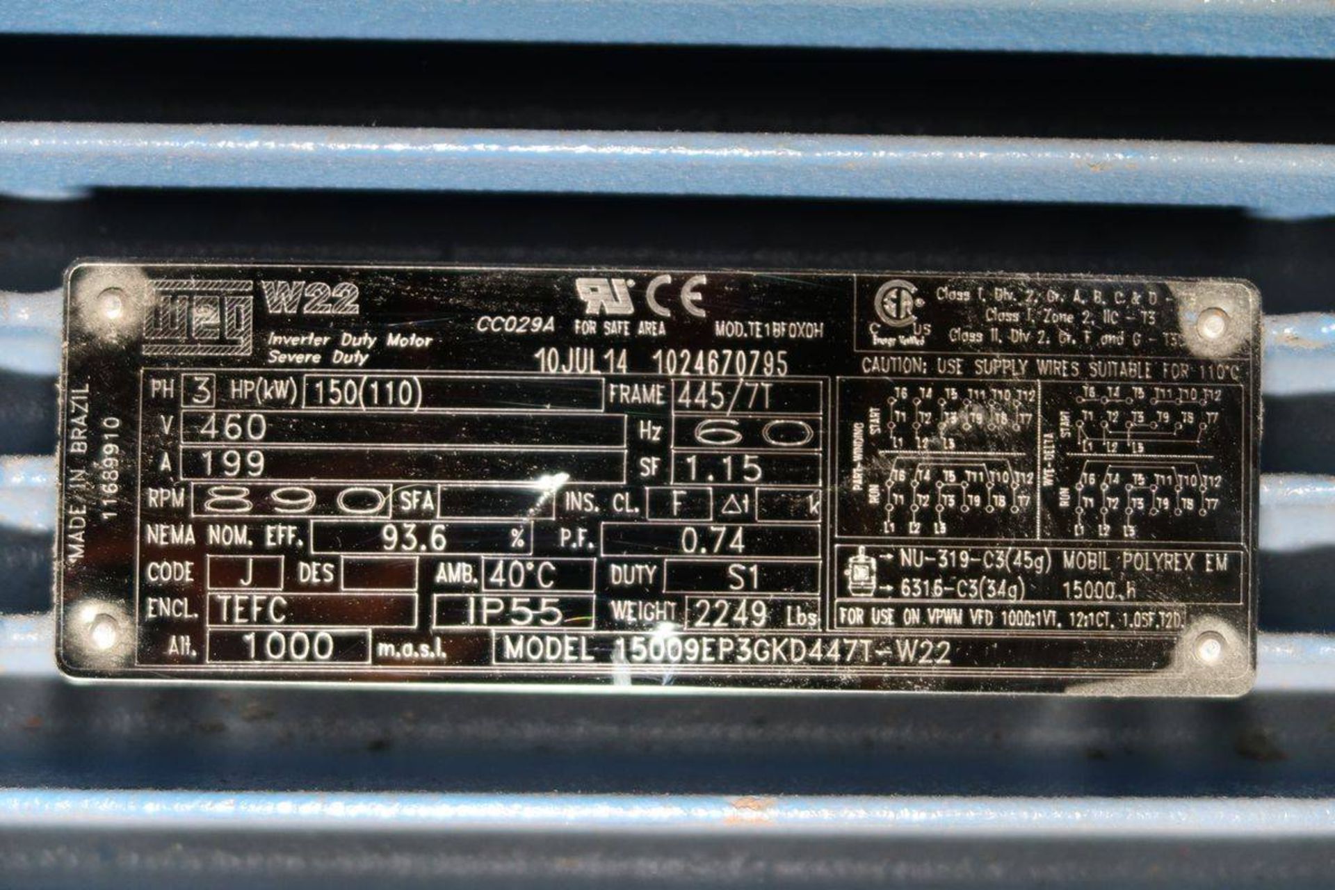 Weg 150 HP Motor - Image 4 of 4