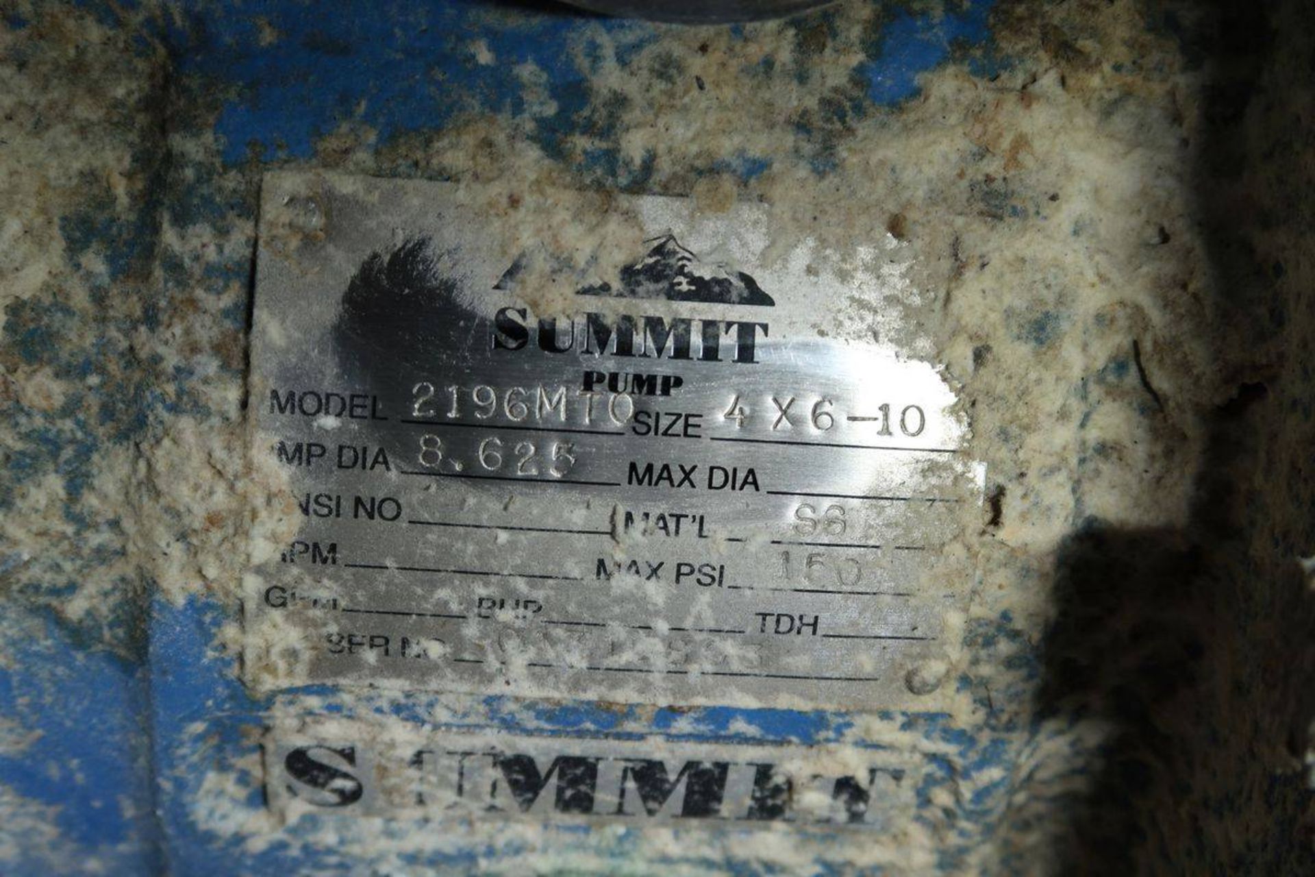 Summit 2196MTO 4x6-10 7.5HP Centrifugal Pump - Image 2 of 3