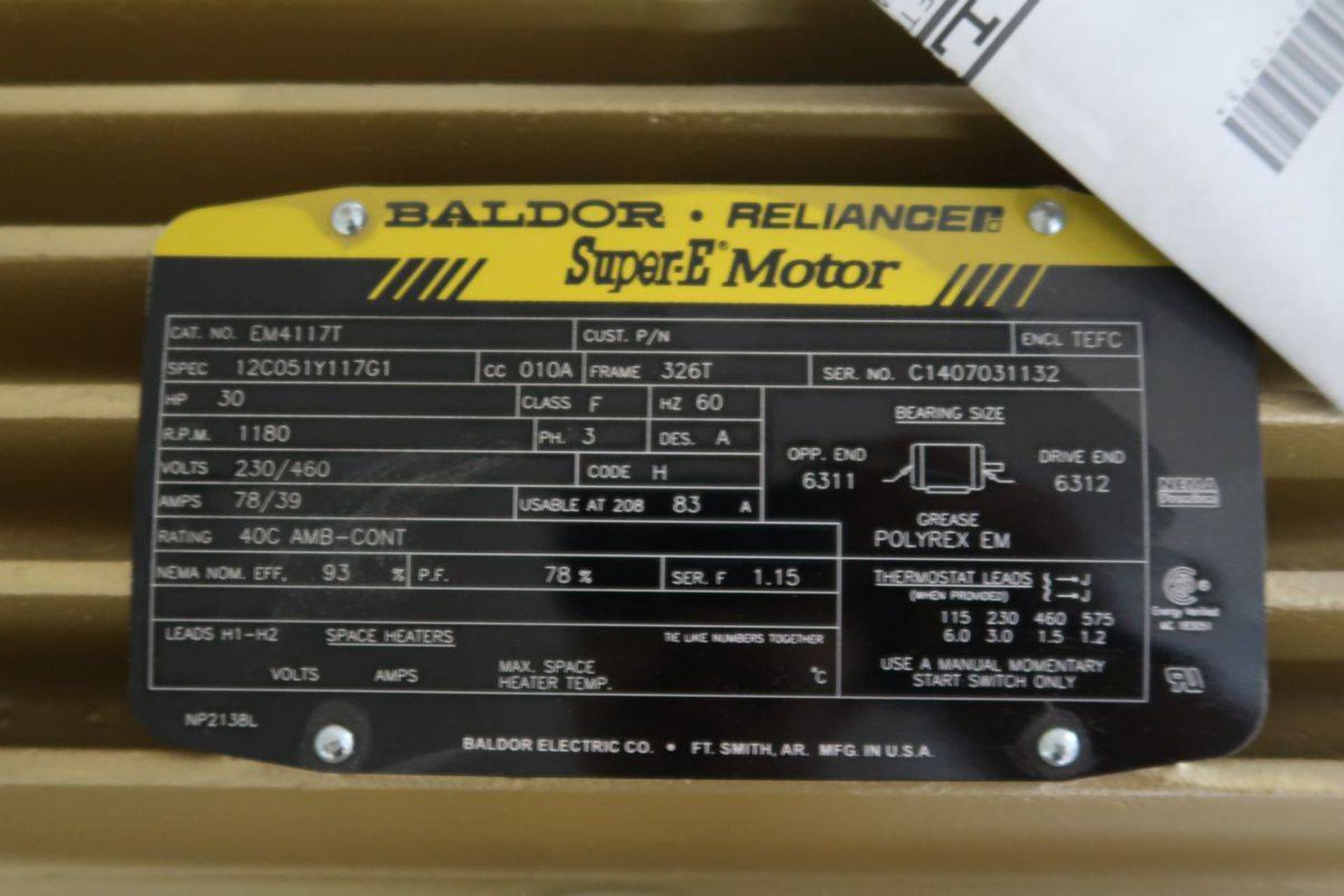 Baldor Reliance 30 HP Motor - Image 2 of 2