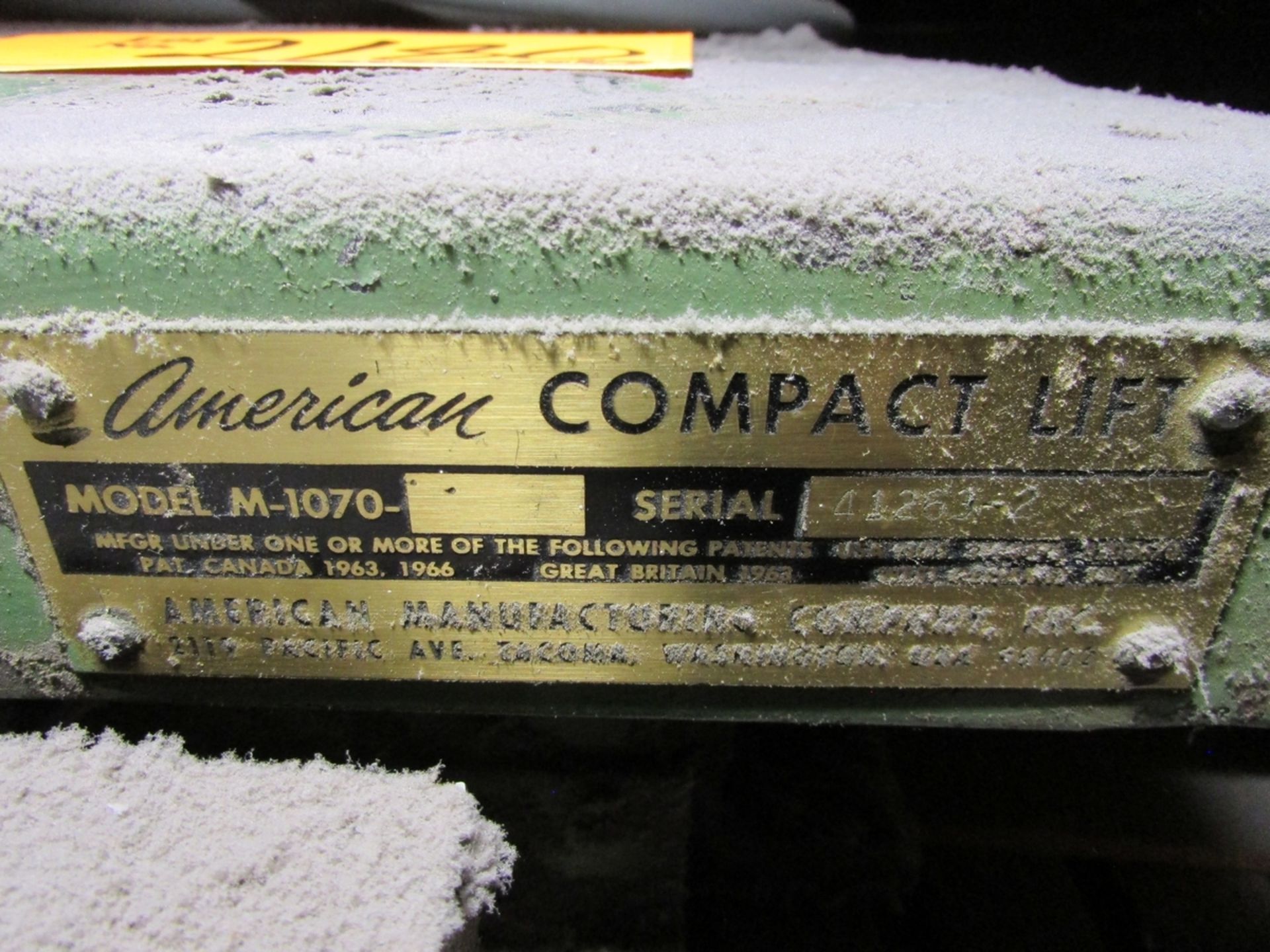 American Compact Lift M-1070 1-Ton Hydraulic Scissor Lift Table - Image 3 of 3