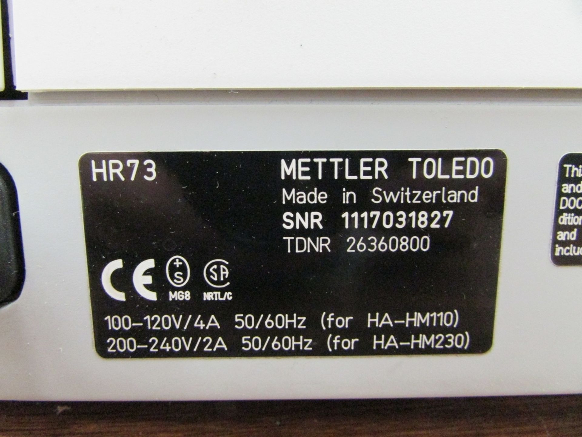 Mettler Toledo HR73 Halogen Moisture Analyzer - Image 4 of 4