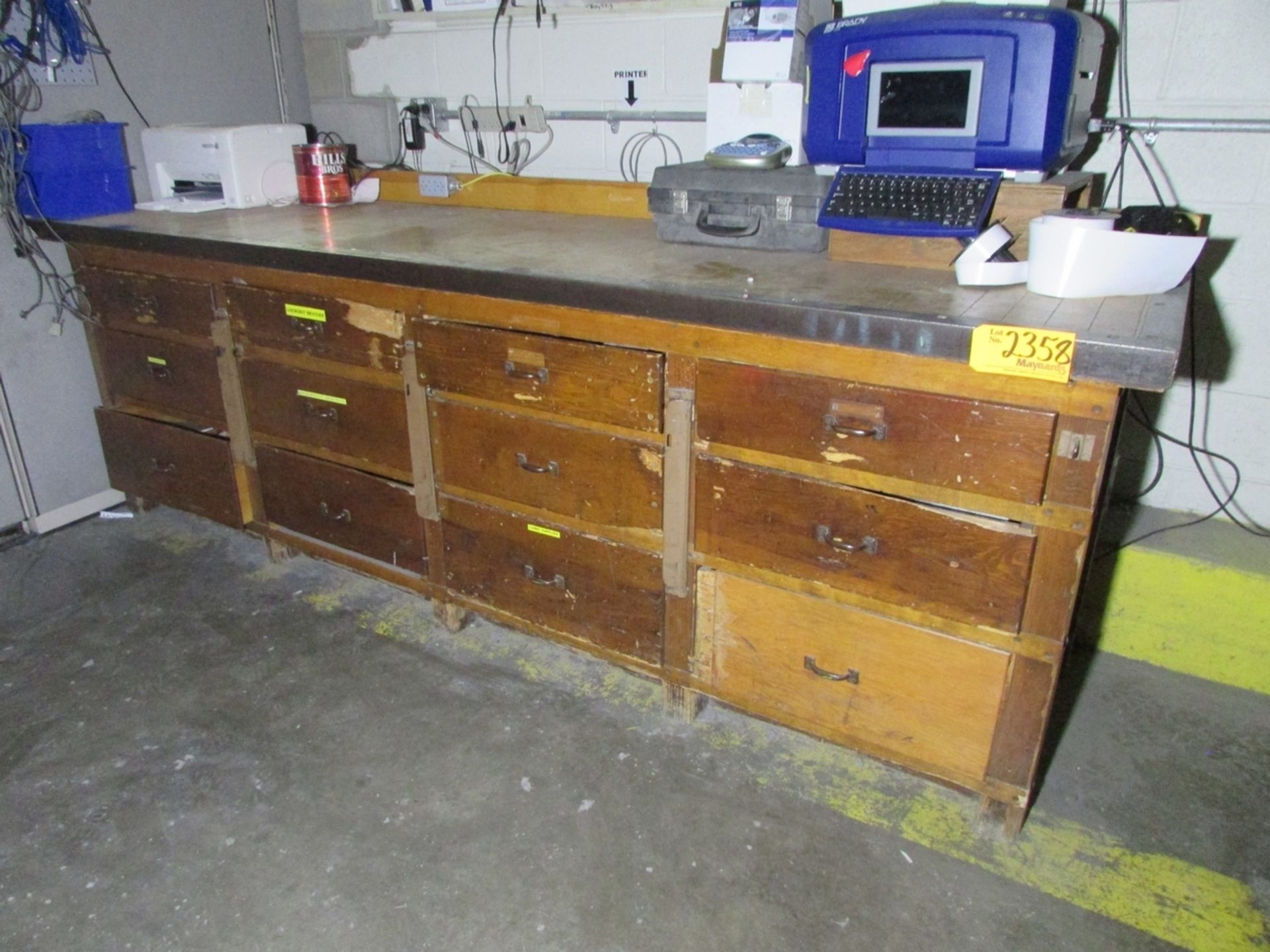 12-Drawer Wooden Workbench