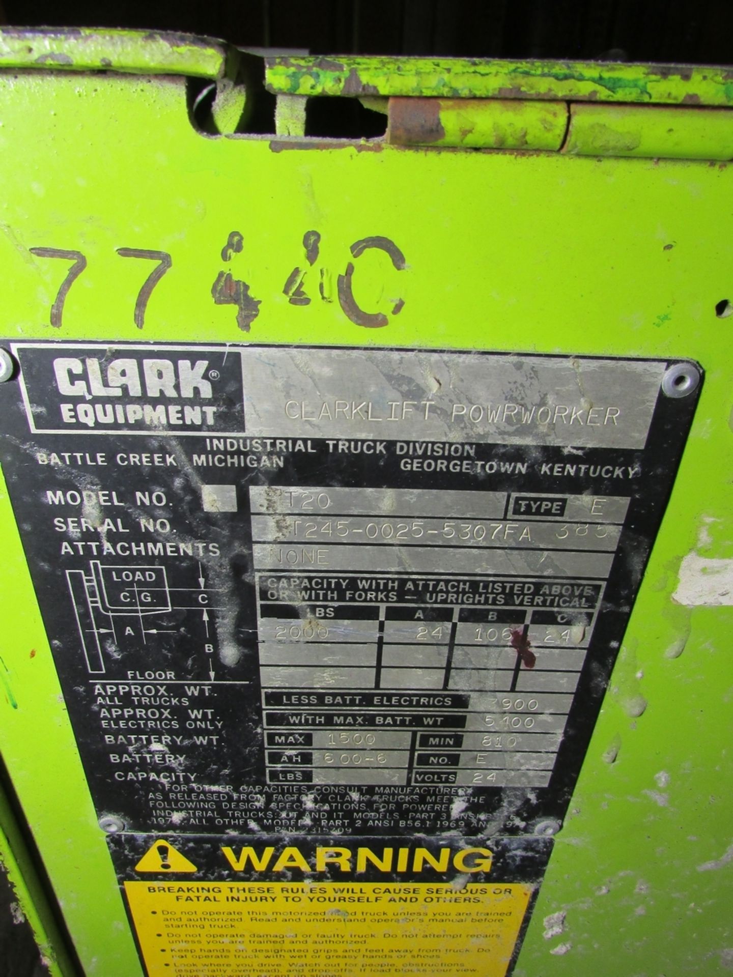 Clark T20 24V Walk-Behind Electric Lift Truck - Image 5 of 5