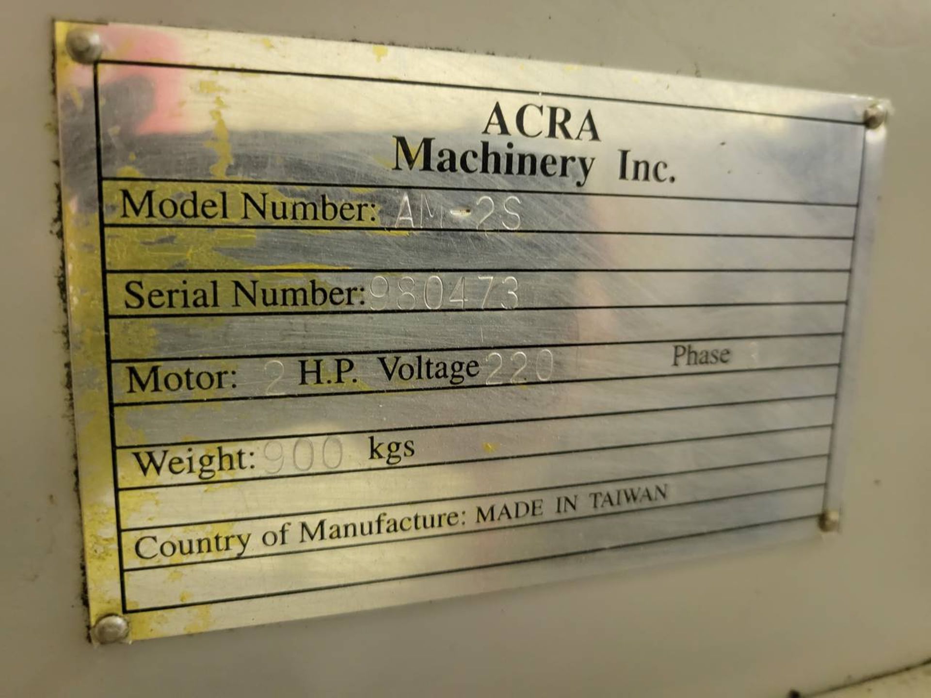 Acra AM-2S Vertical Milling Machine - Image 5 of 10