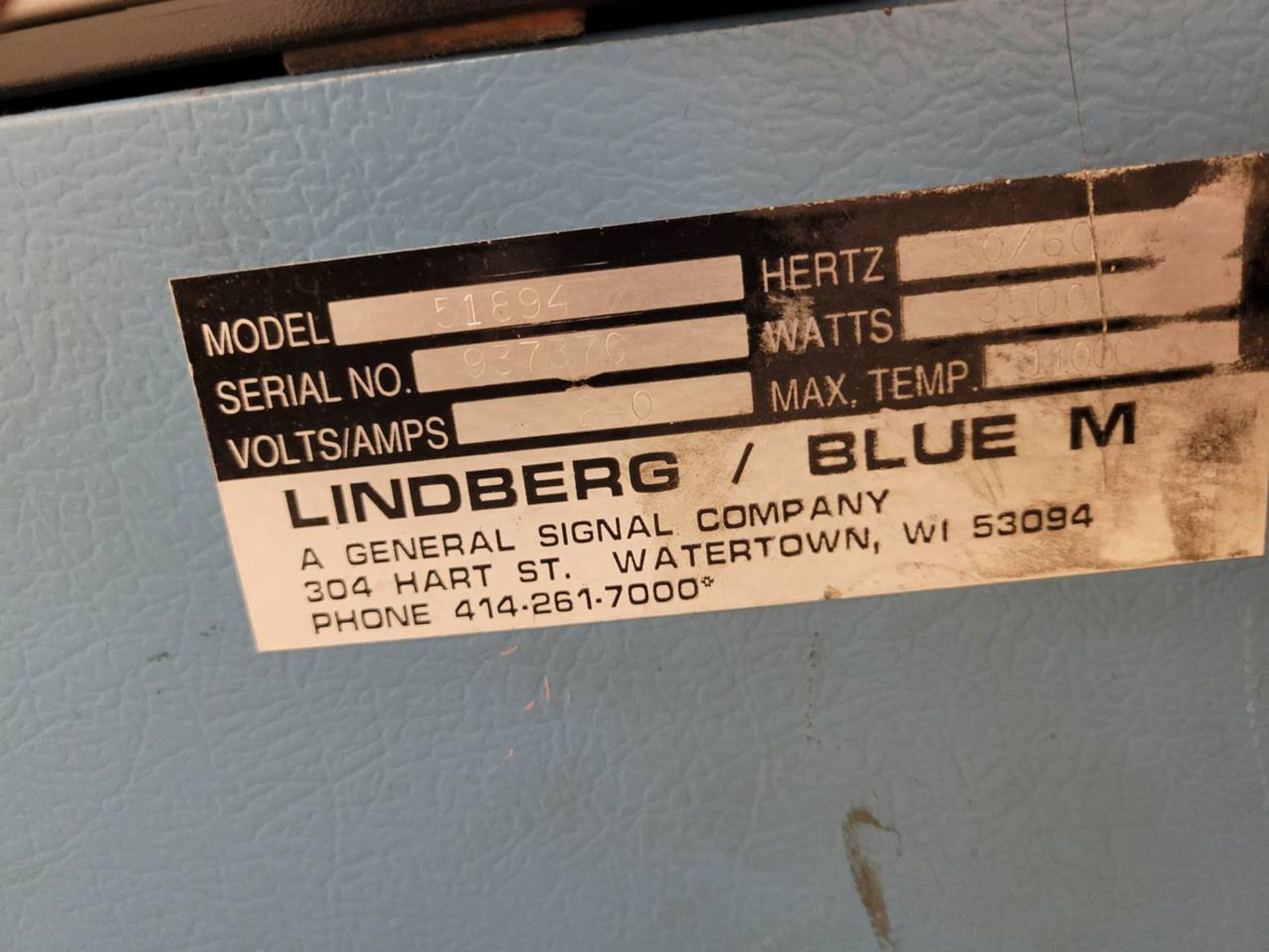 Lindberg / Blue M 894 1100' c electric test oven - Image 5 of 5