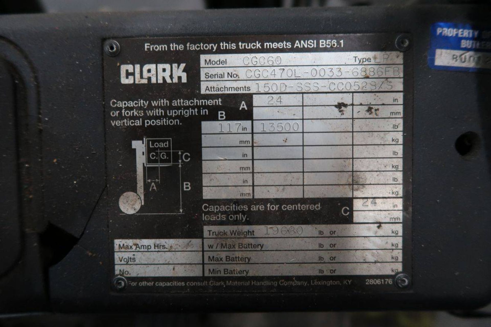 Clark CGC60 13,500 Lb Capacity Forklift - Image 10 of 10