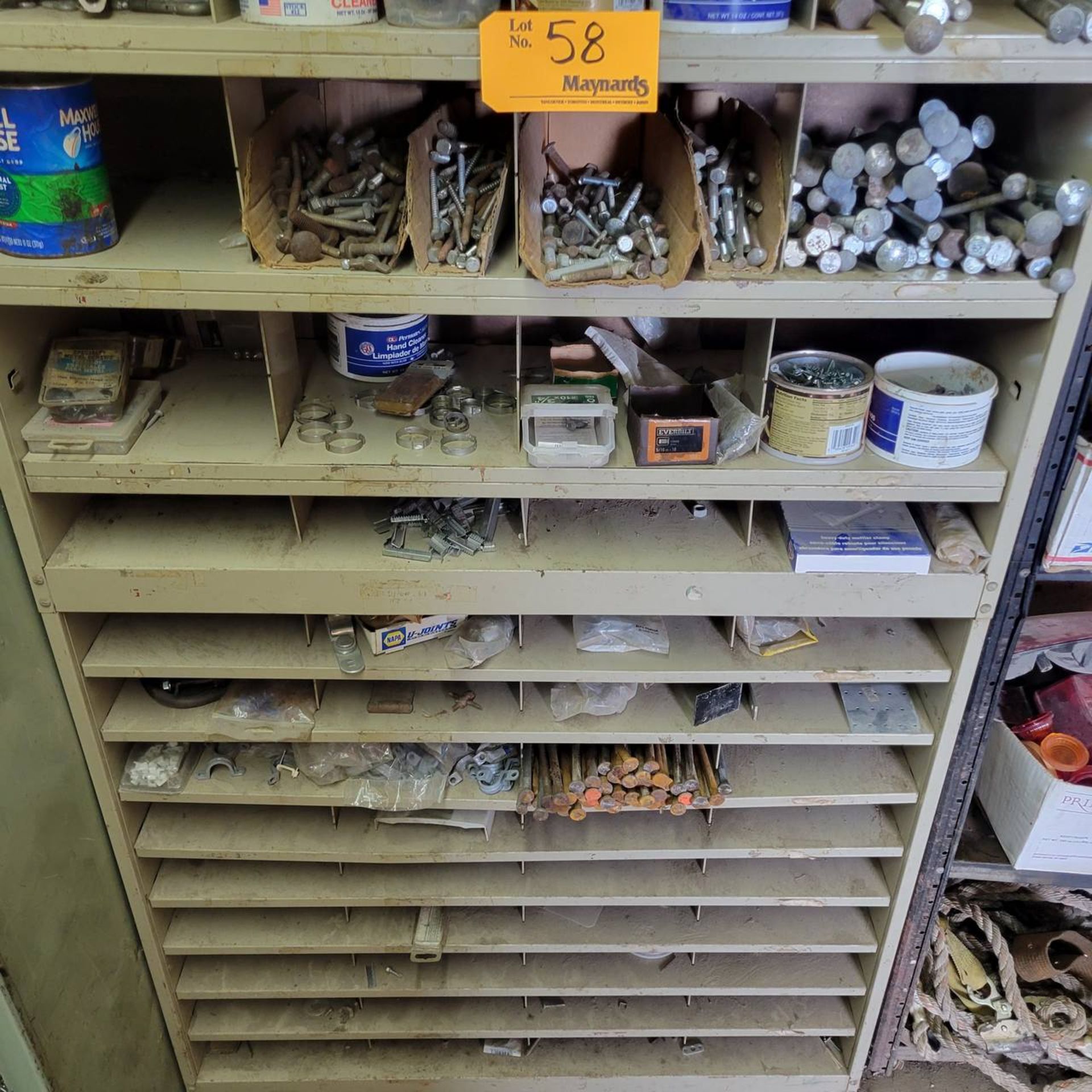 Lot of hardware, fasteners, nails and fittings on shelf - Image 2 of 3