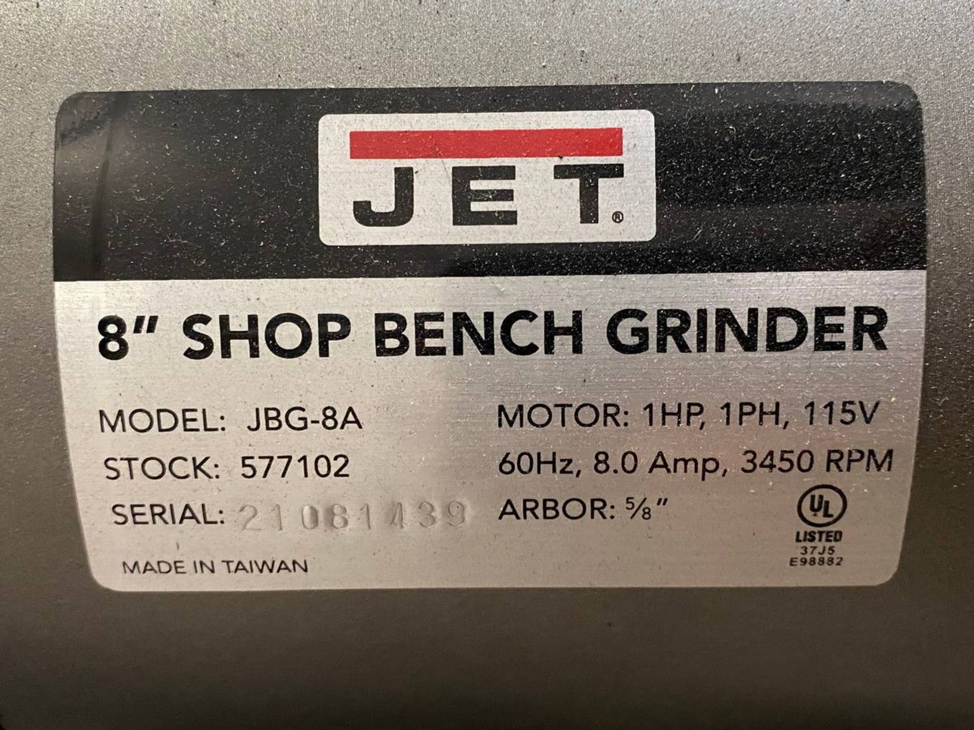 JET JBG-8A 8'' Shop Bench Grinder - Image 5 of 5