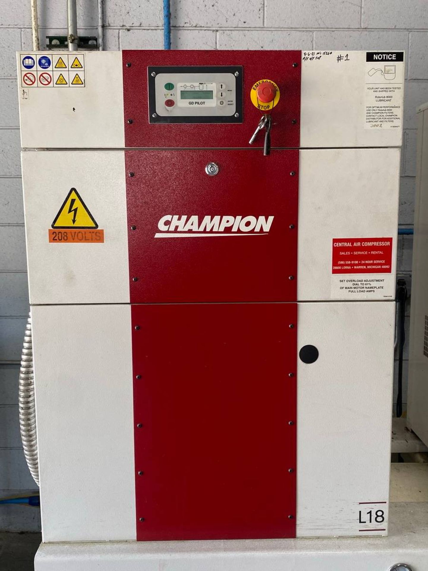 2018 Gardner Denver CL15-22B 25 HP AIR COMPRESSOR - Image 5 of 7