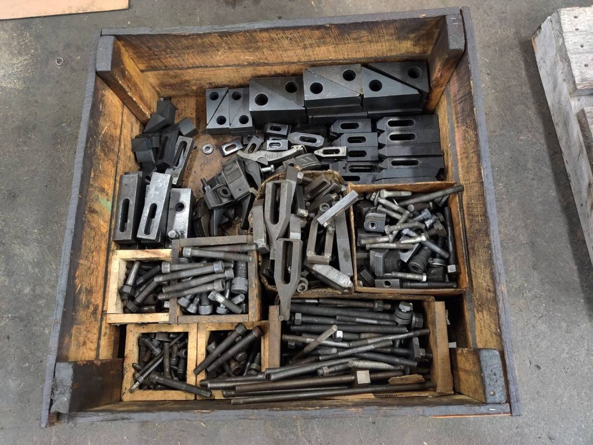 Crate with Assorted Hold Down Tooling,