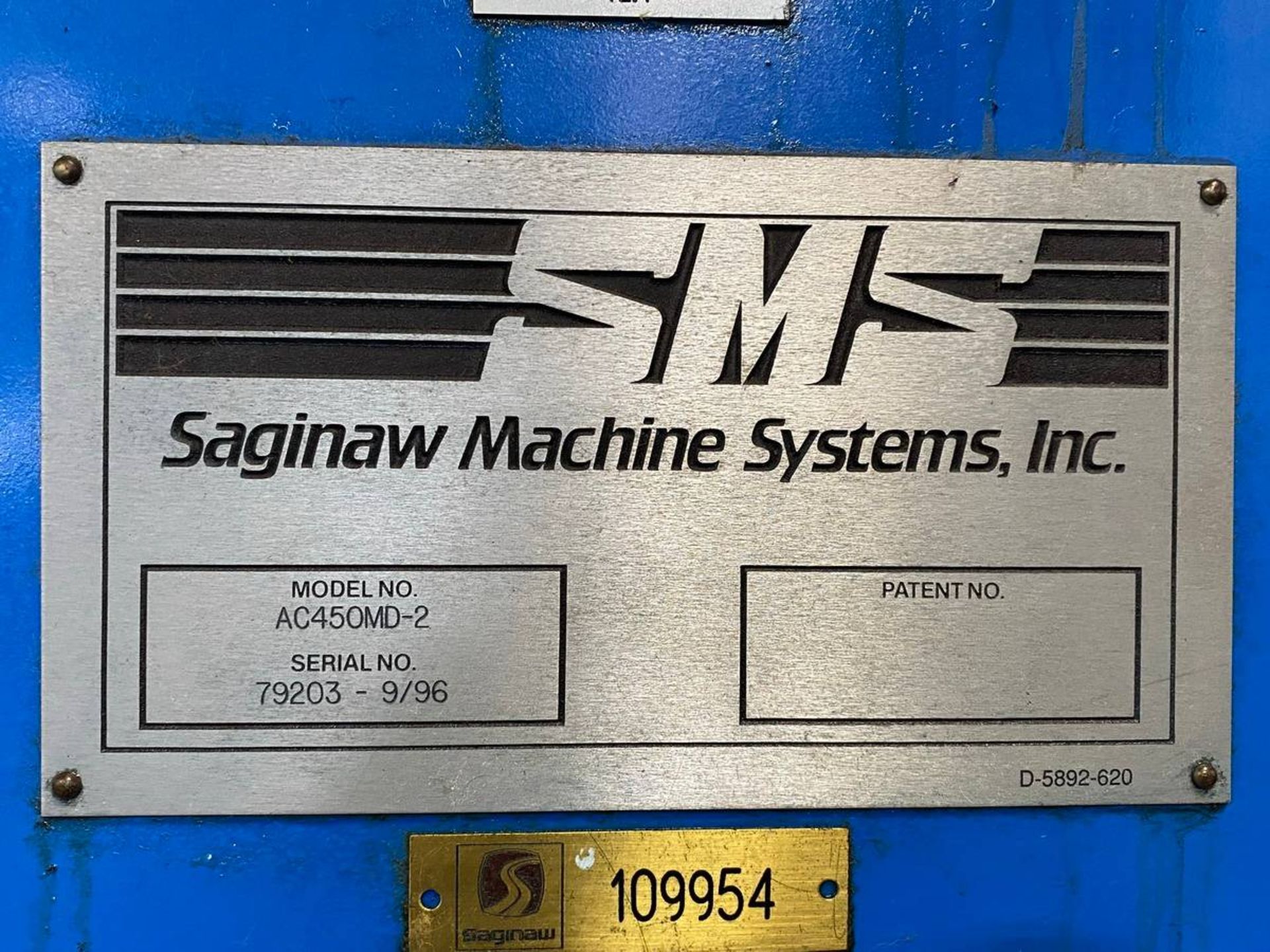 1997 SAGINAW MACHINE SYSTEMS AC450MD-2 VERTICAL CNC LATHE - Image 6 of 6
