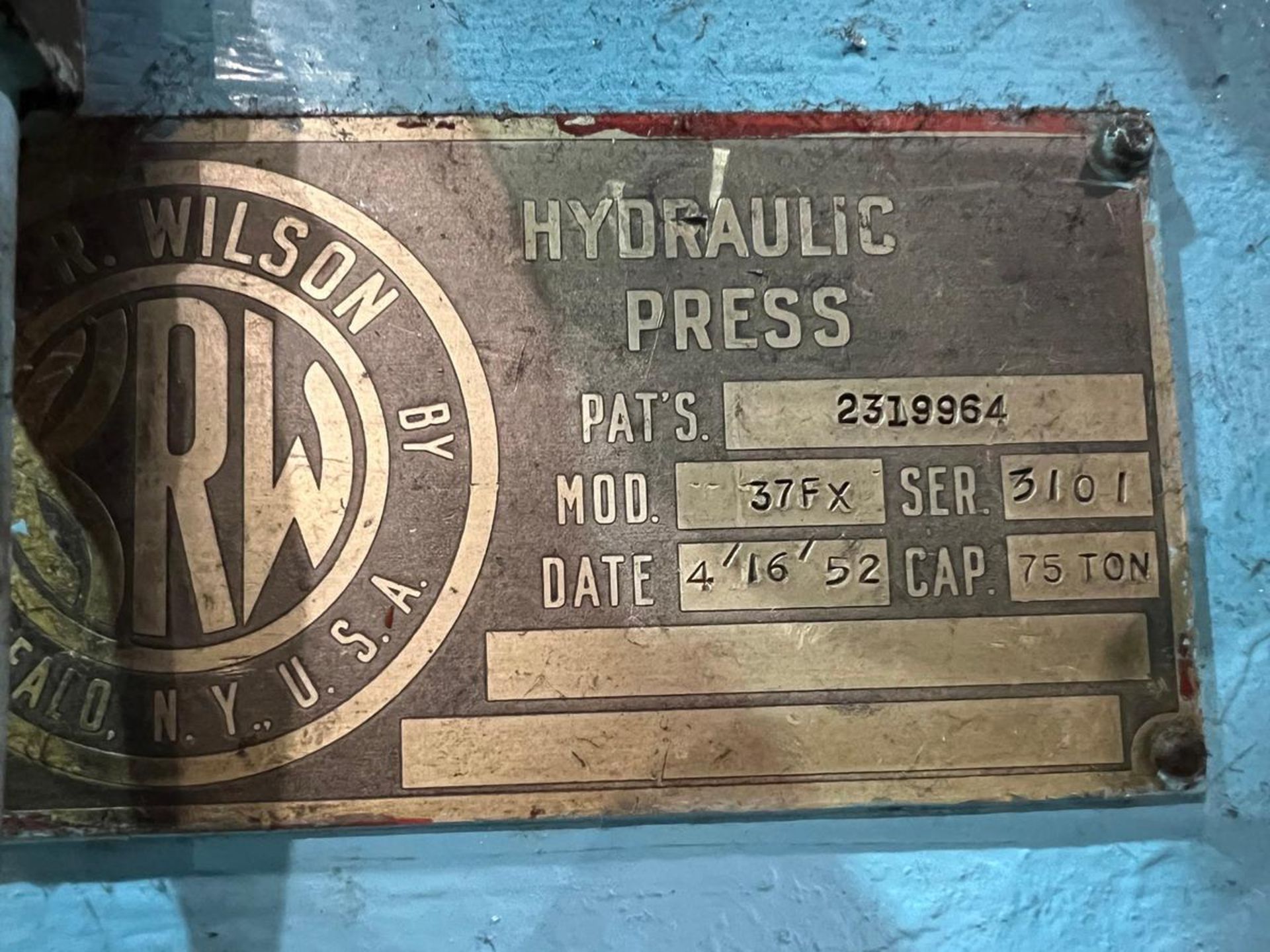 K.R. Wilson 37FX 75-Ton H-Frame Hydraulic Shop Press - Image 6 of 6