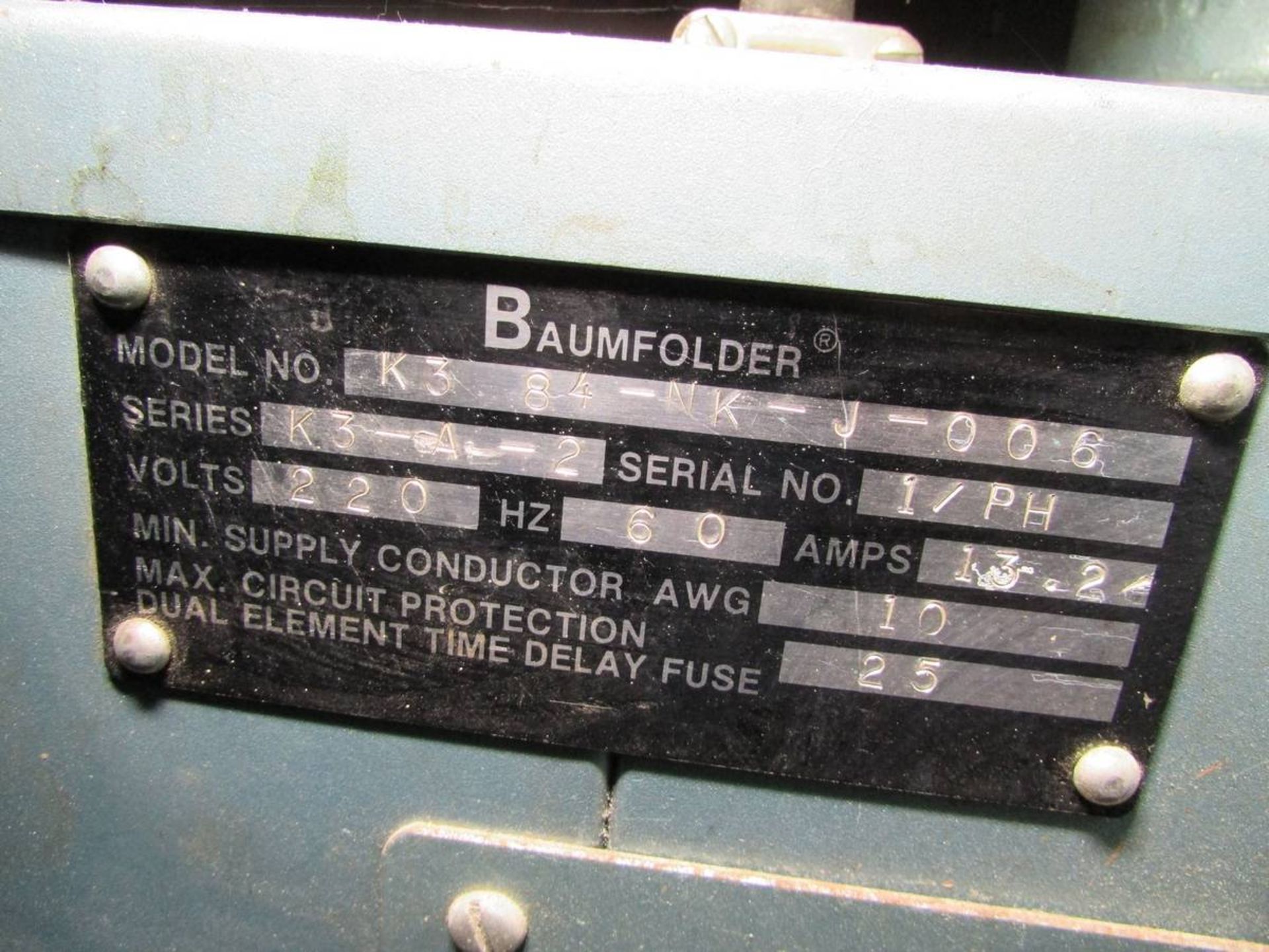 Baumfolder K3 84-NK-J-006 3-Spindle Paper Drill - Image 14 of 14
