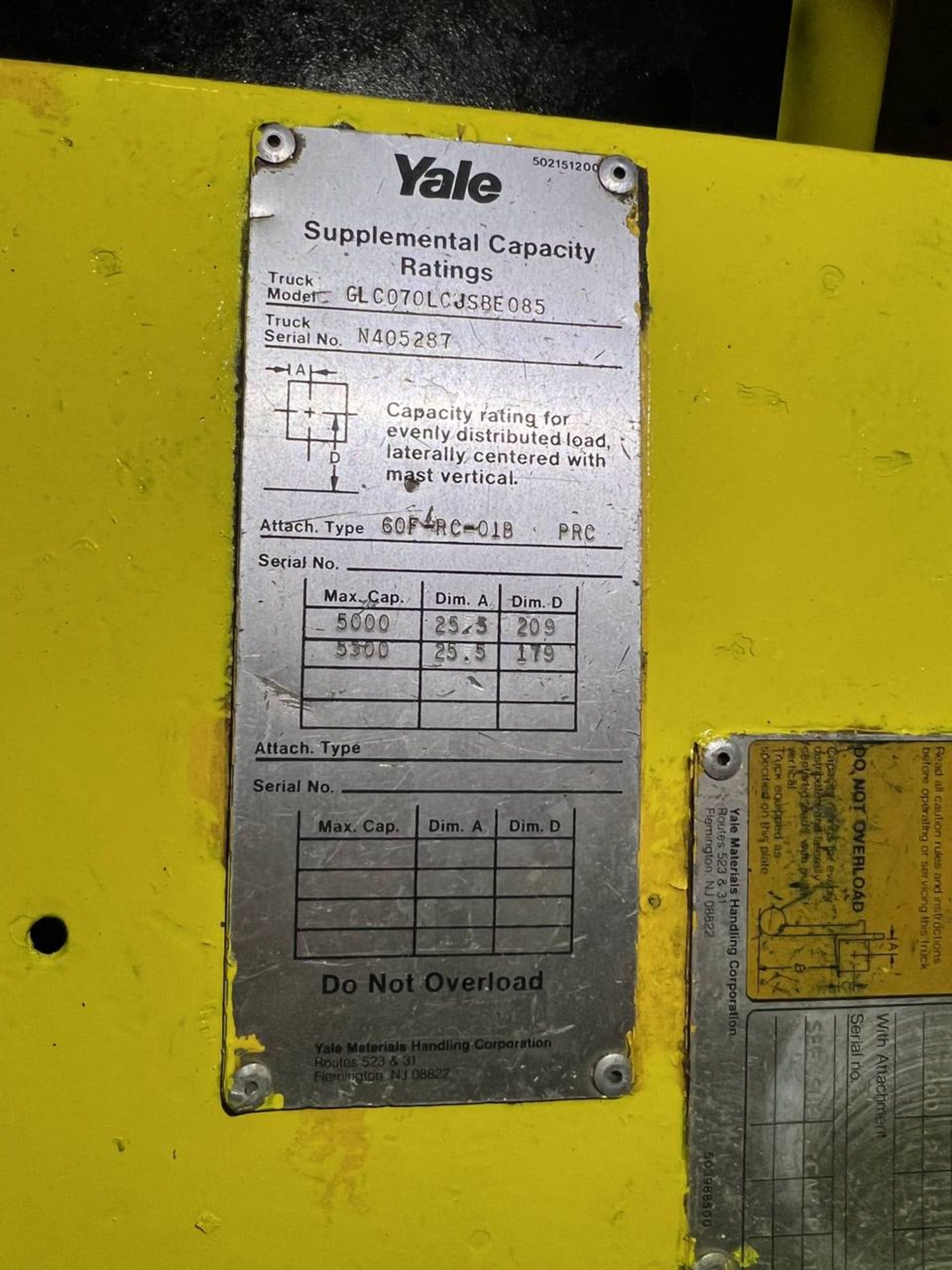 Yale GLC070LCJSBE085 Forklift - Image 3 of 4