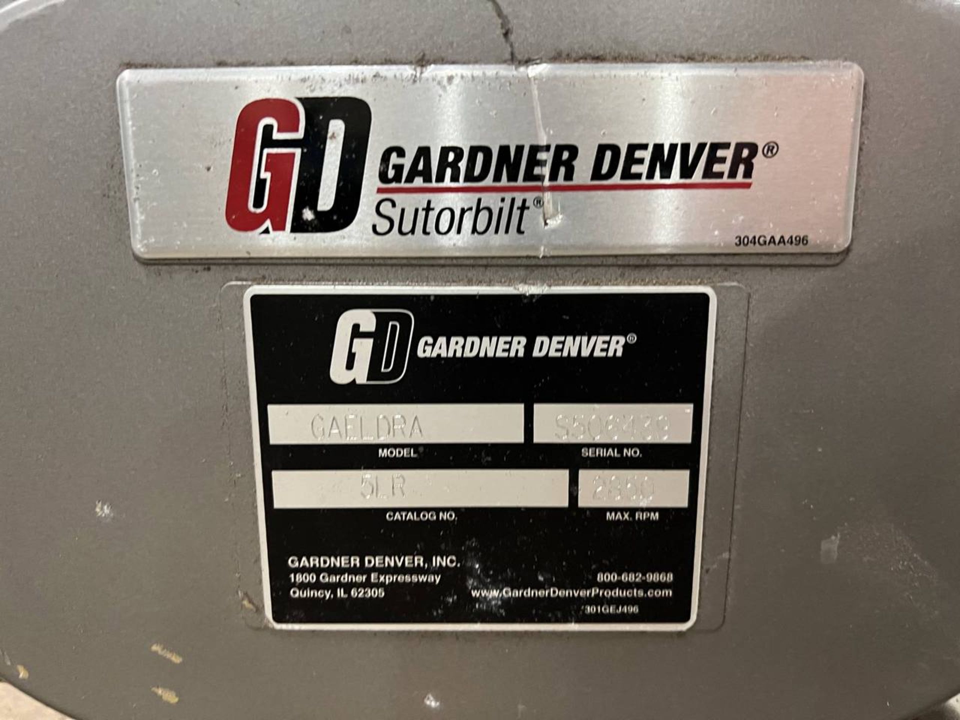 GARDNER DENVER GAELDRA SUTORBILT 5LR 2850 MAX RPM BLOWER - Image 2 of 2