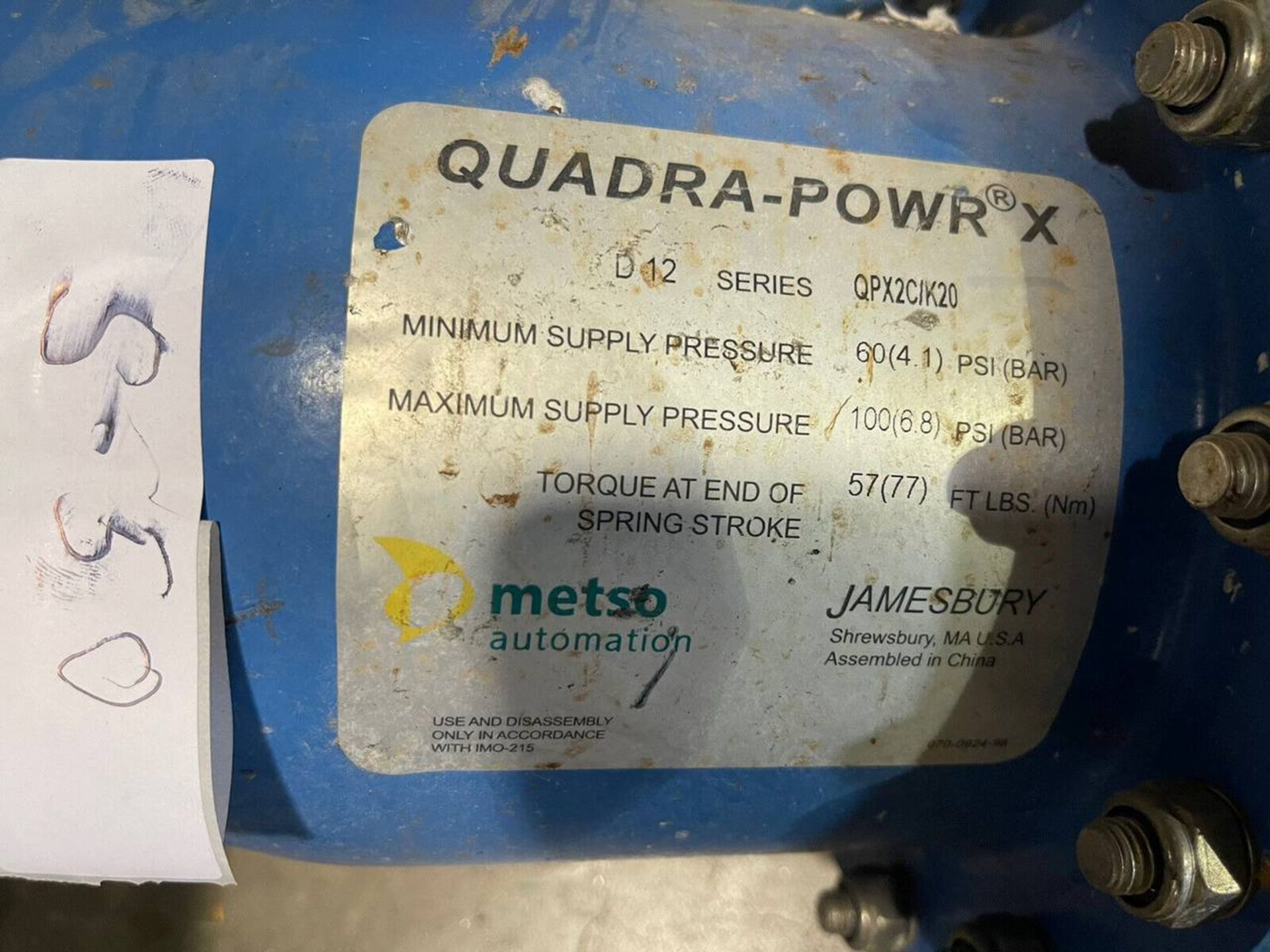 JAMESBURY QUADRA-POWR X 4" METSO QPX2C/K20 100PSI V-BALL VALVE NELES - Image 2 of 5