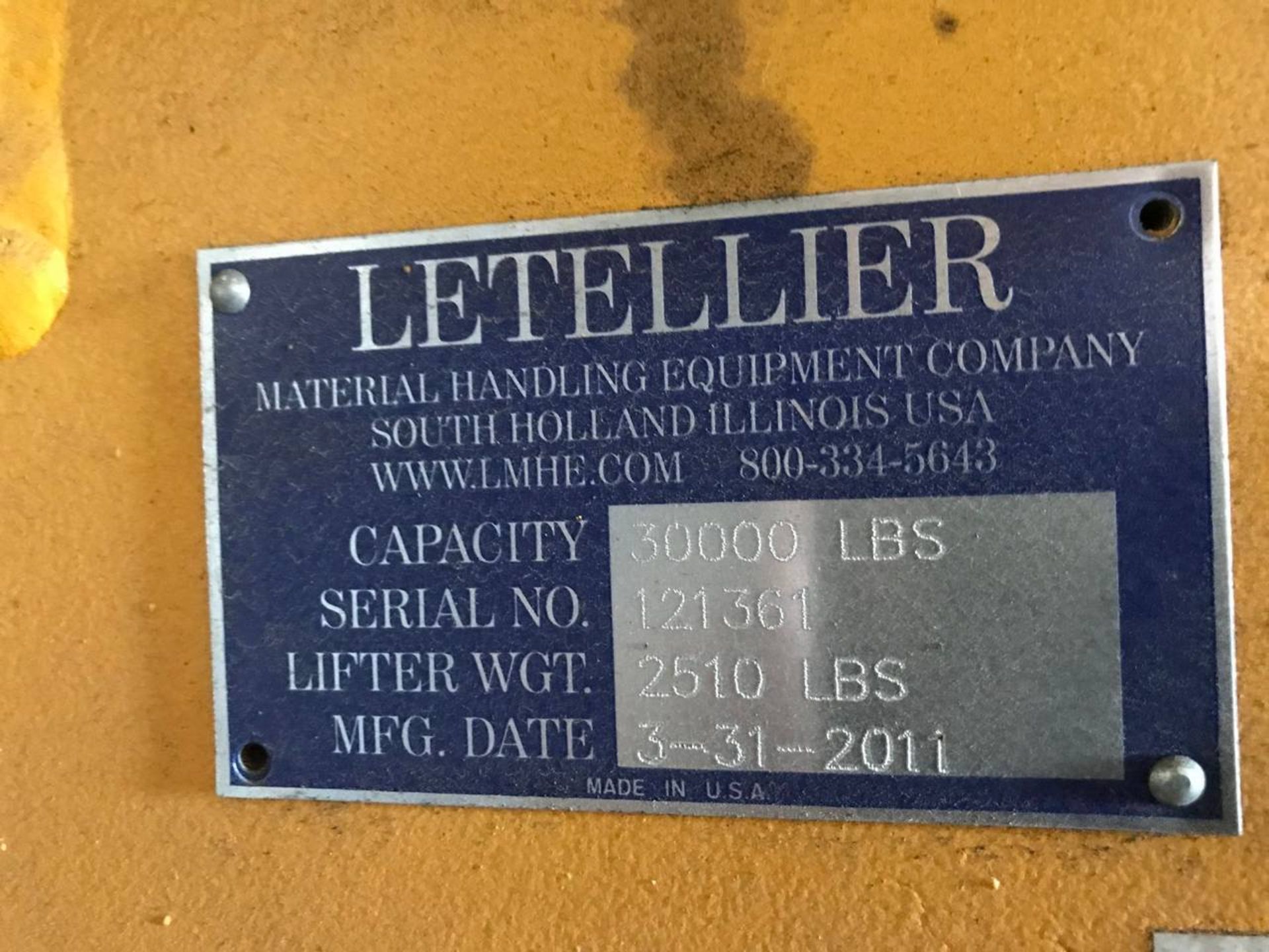 2011 Letellier 30,000 Lb Capacity x 20'6" Spreader Bar - Image 8 of 9