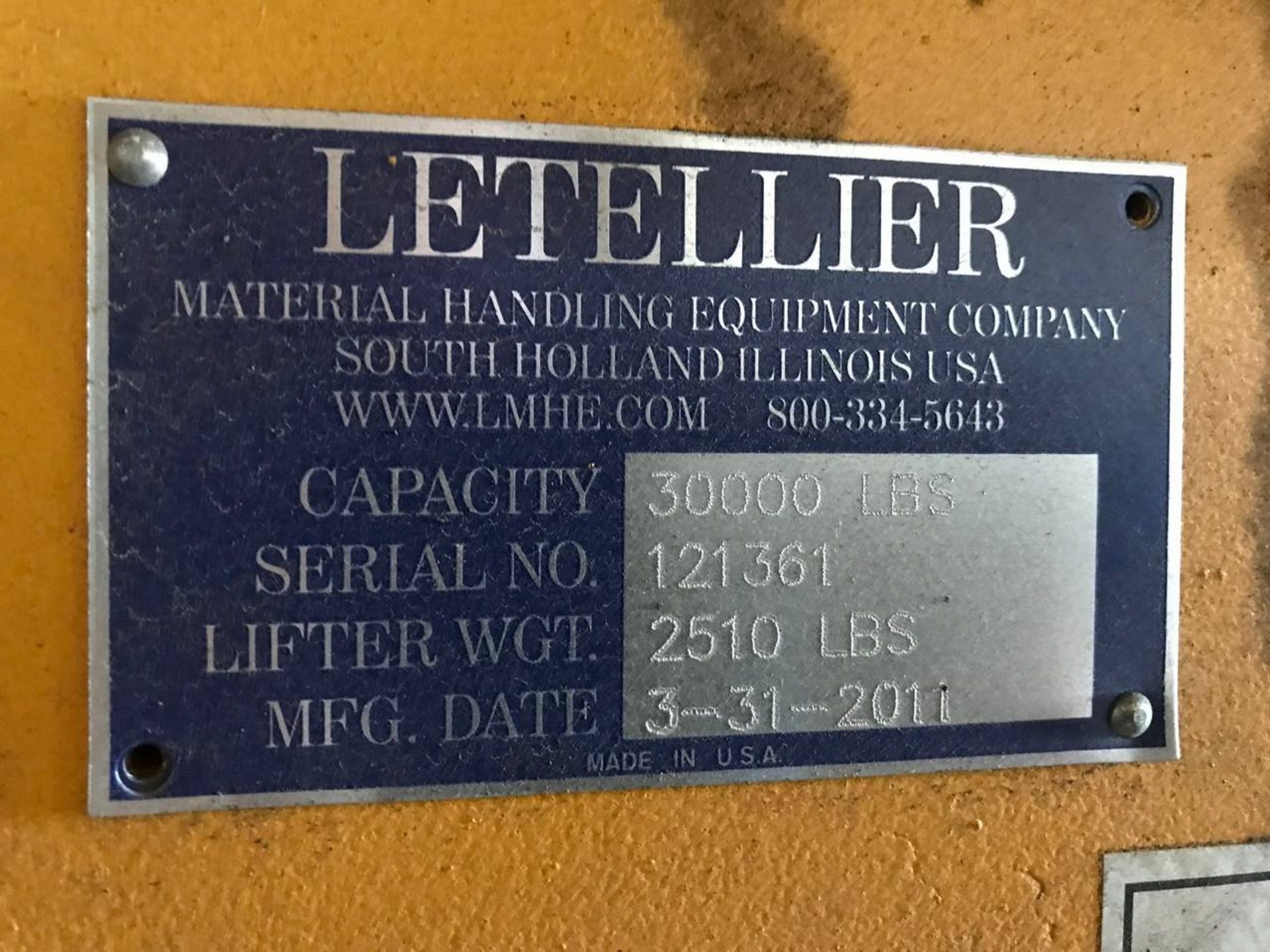 2011 Letellier 30,000 Lb Capacity x 20'6" Spreader Bar - Image 7 of 9