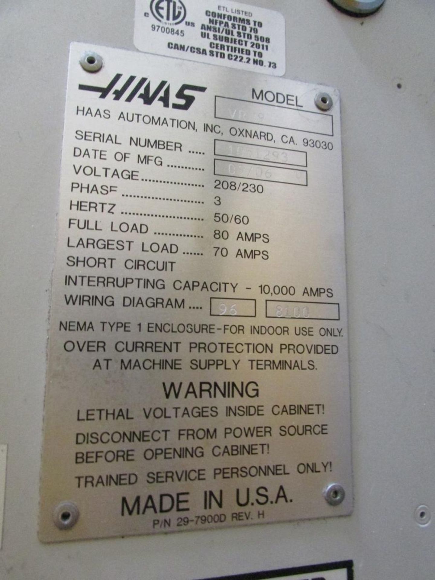 2006 Haas VR-9 5-Axis CNC Vertical Maching Center - Image 29 of 29