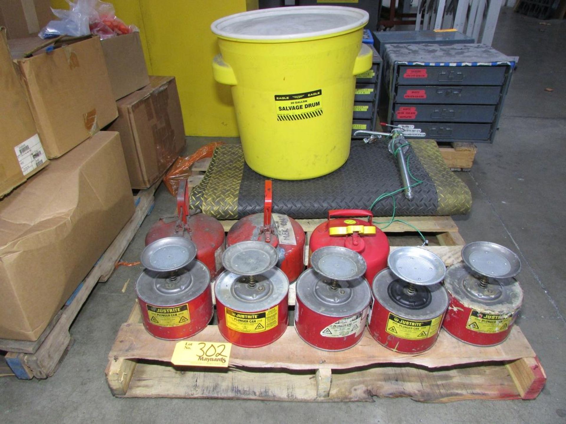 Lot of Plunger Cans, Safety Dispensing Cans, Salvage Drum, etc.