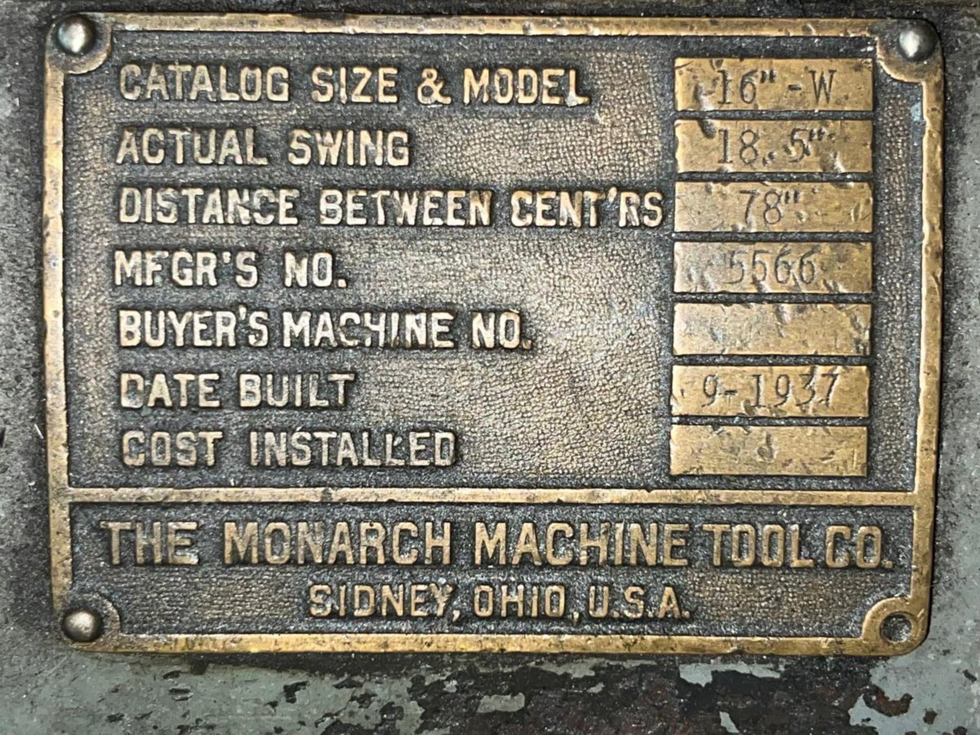 1937 Monarch 16'' W Round Broach Sharpening Machine - Image 8 of 8