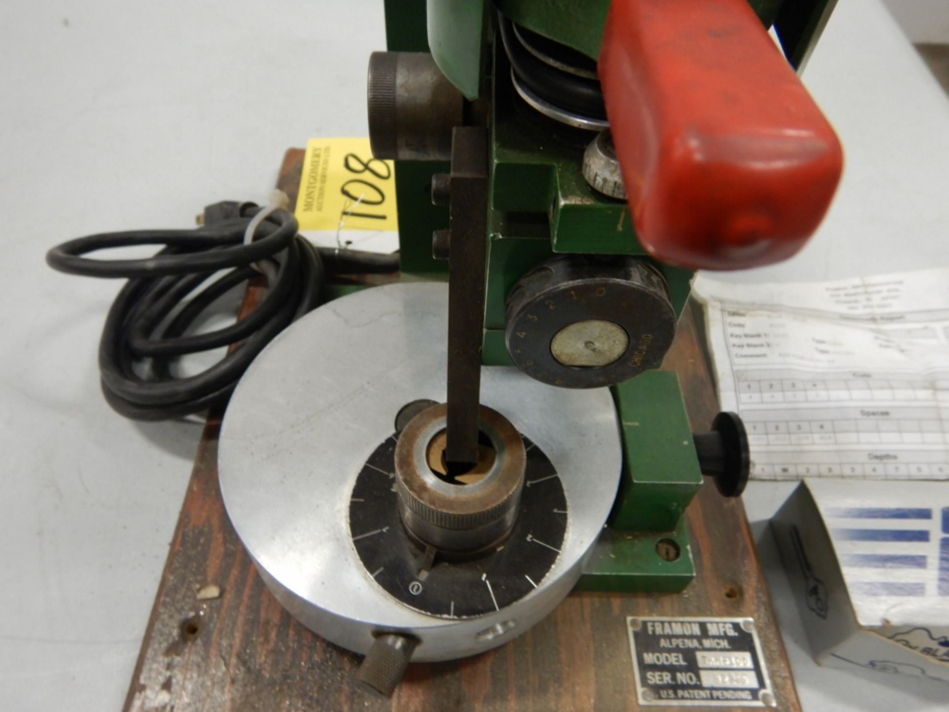 FRAMON MFG. TUBULAR KEY CUTTER MOD. TKM-100 S/N 82365 - Image 4 of 6