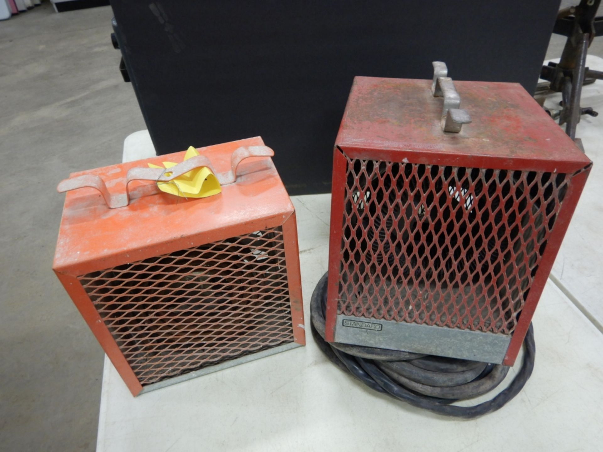 PAIR OF CONSTRUCTION SPACE HEATERS WITH 220 PLUG ENDS